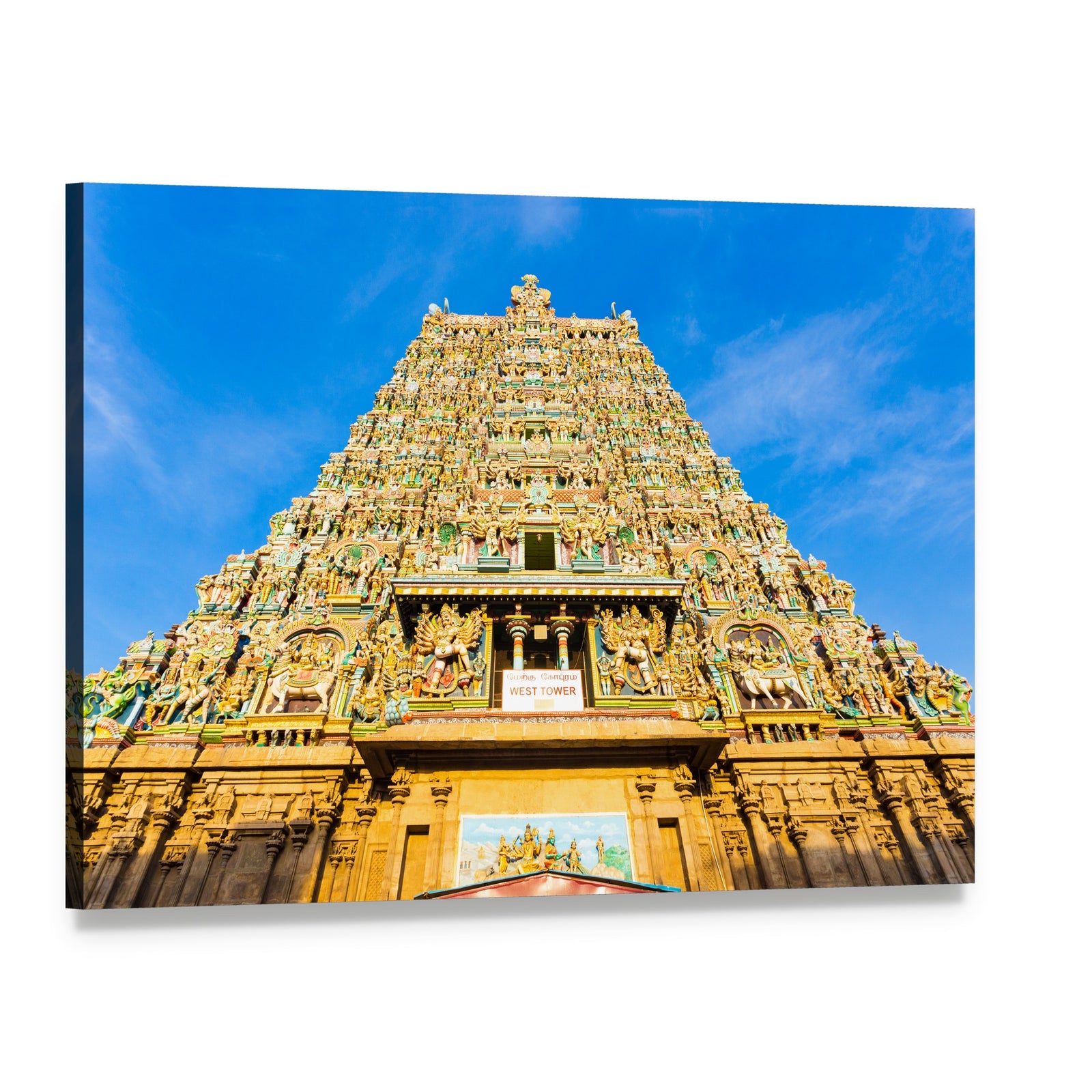 Meenakshi Amman Temple in India Canvas Wall Art, single panel gallery wrapped canvas, angled product view