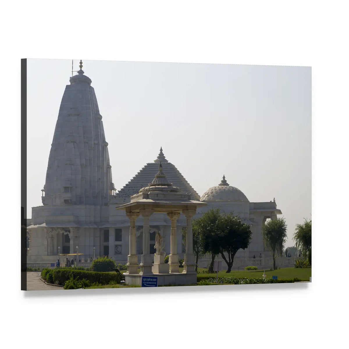 White Marble Birla Temple Canvas Wall Art, single panel gallery wrapped canvas, angled product view