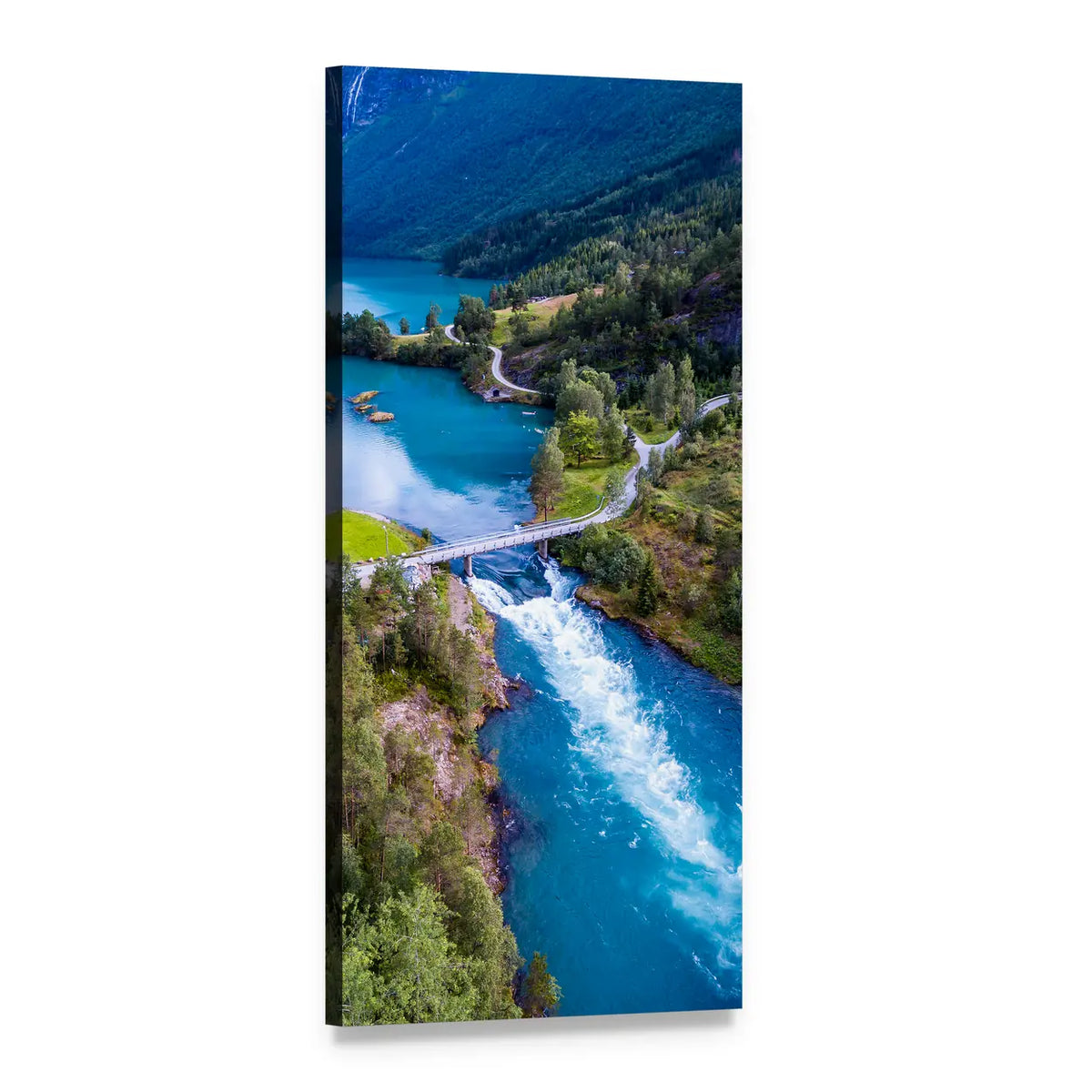 Lovatnet Lake Norway Vertical Canvas Wall Art, 1 panel 1 Vertical layout gallery wrapped canvas set, angled product view