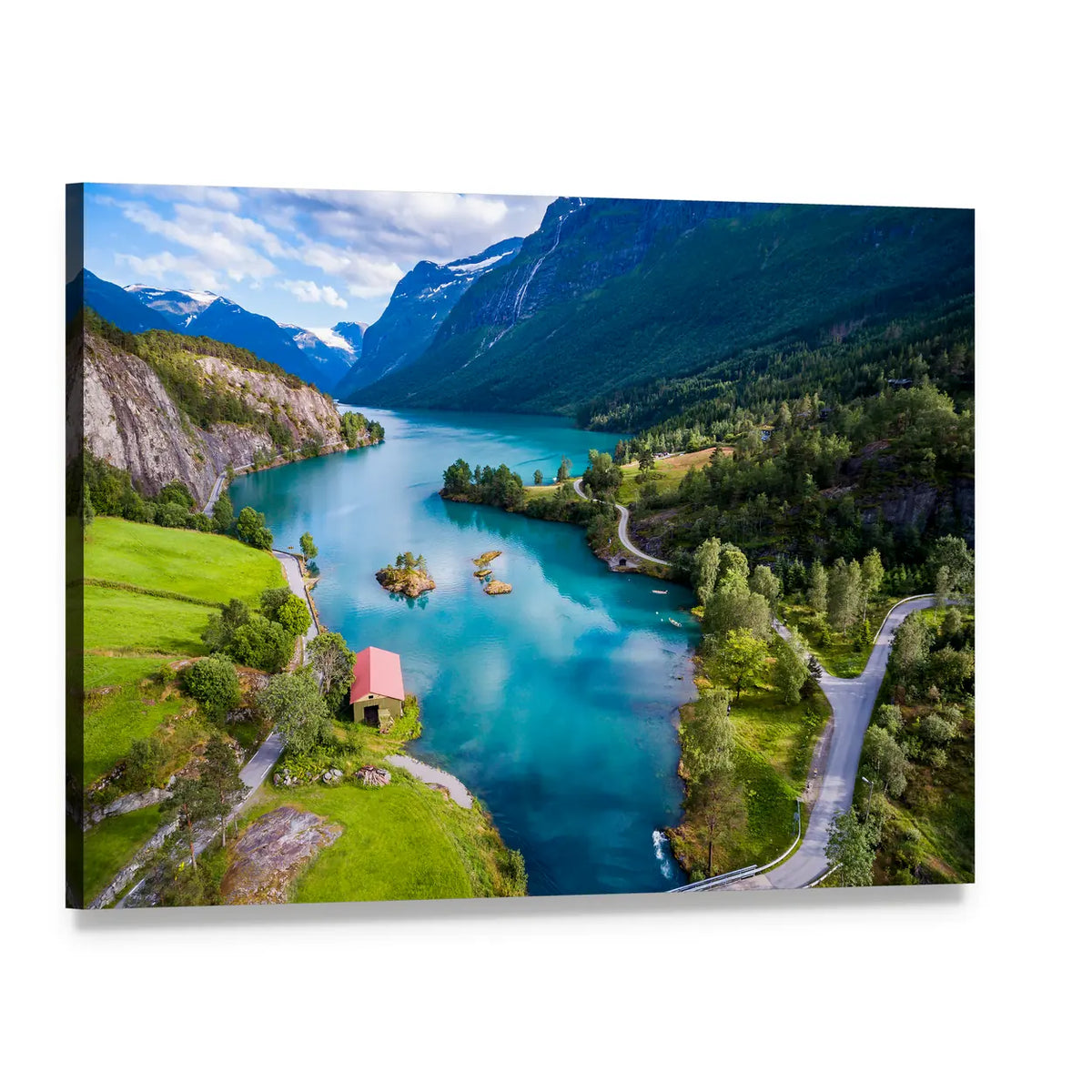 Lovatnet Lake, Norway Canvas Wall Art, single panel gallery wrapped canvas, angled product view