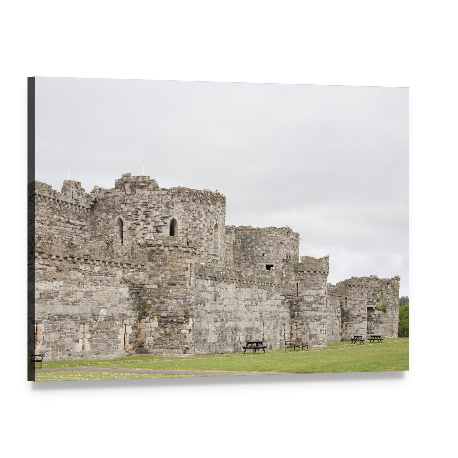 Outer Walls of Beaumaris Castle Canvas Wall Art, single panel gallery wrapped canvas, angled product view