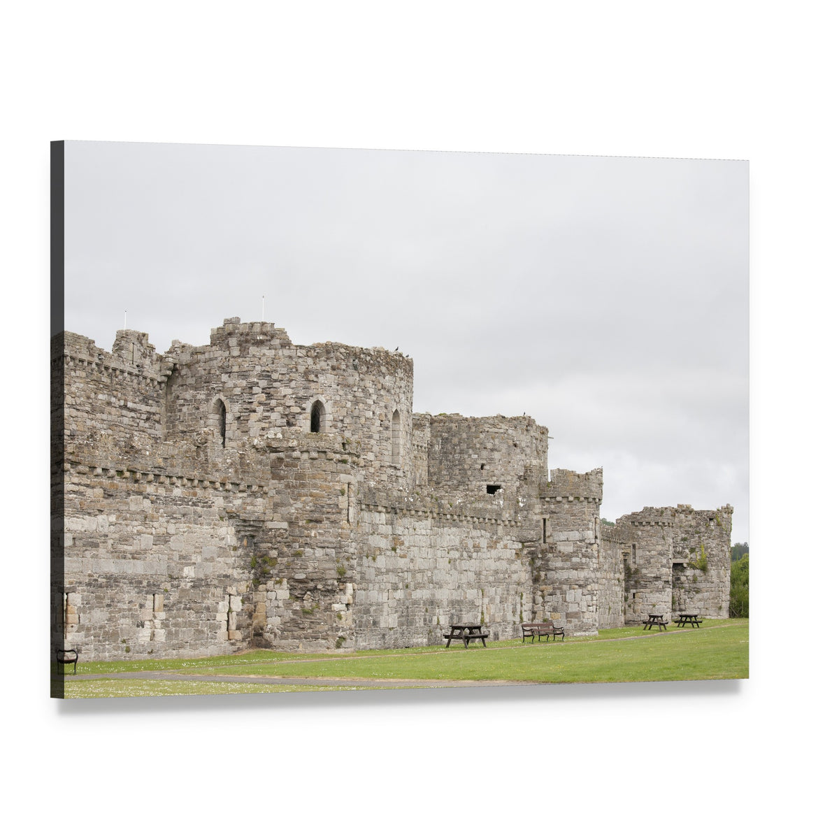 Outer Walls of Beaumaris Castle Canvas Wall Art, single panel gallery wrapped canvas, angled product view