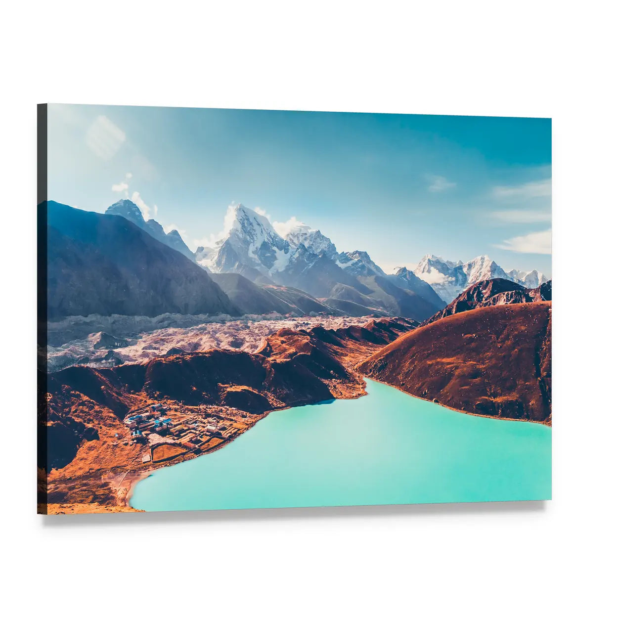 Gokyo Lake Landscape Canvas Wall Art, single panel gallery wrapped canvas, angled product view