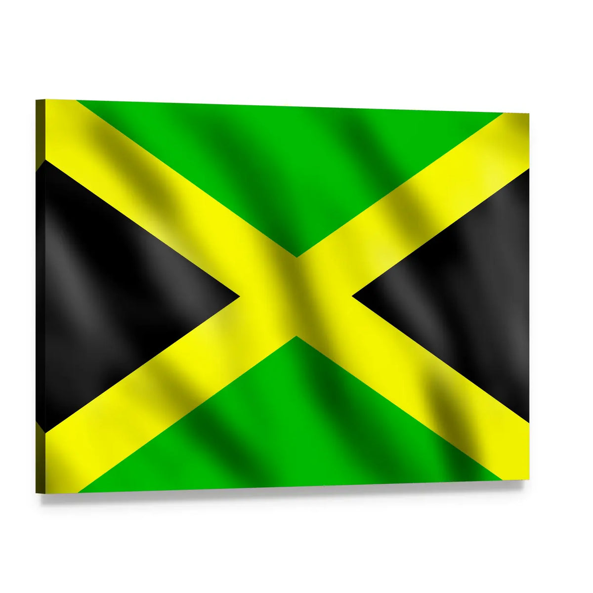 Jamaican Flag with Waving Texture Canvas Wall Art, single panel gallery wrapped canvas, angled product view