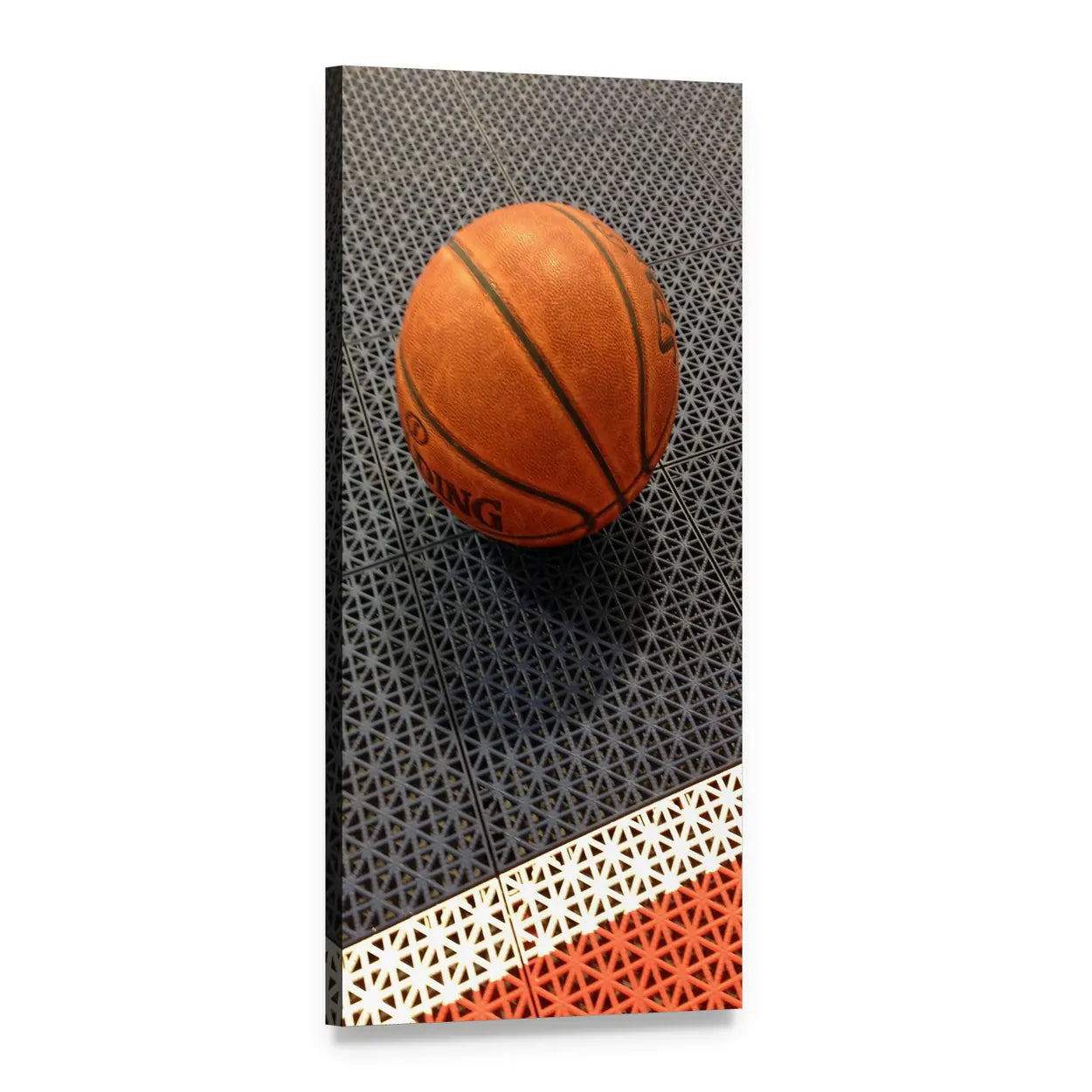 Basketball Court Close-up Vertical Canvas Wall Art, 1 panel 1 Vertical layout gallery wrapped canvas set, angled product view