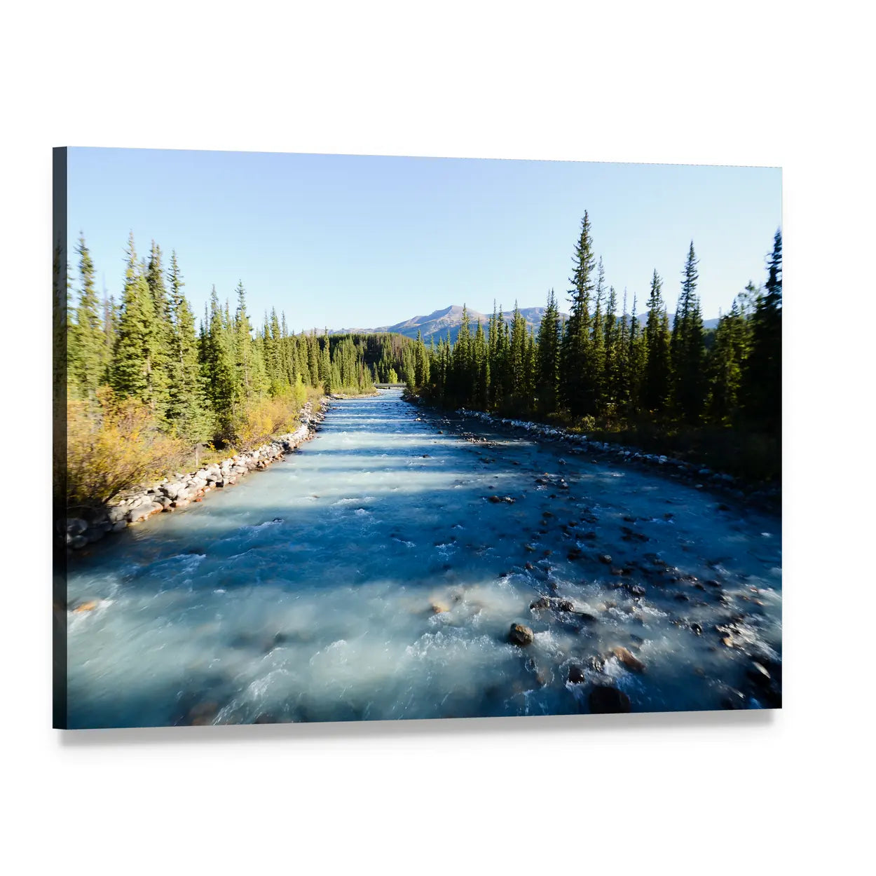 Lake Louise Village Canvas Wall Art, single panel gallery wrapped canvas, angled product view