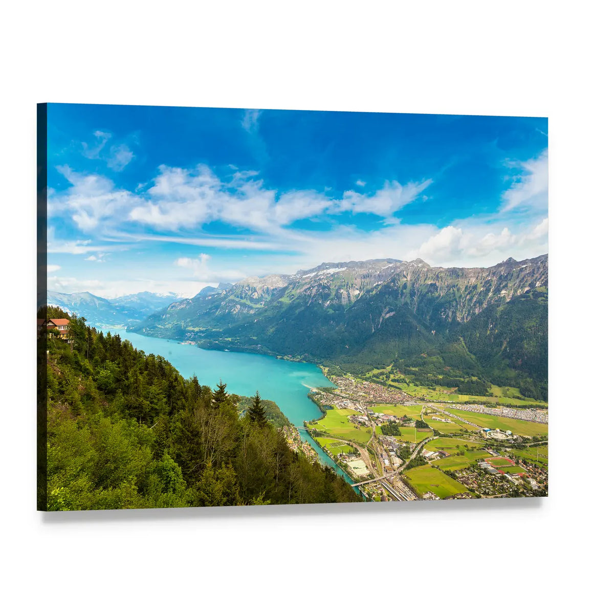 Summer View of Interlaken Canvas Wall Art, single panel gallery wrapped canvas, angled product view