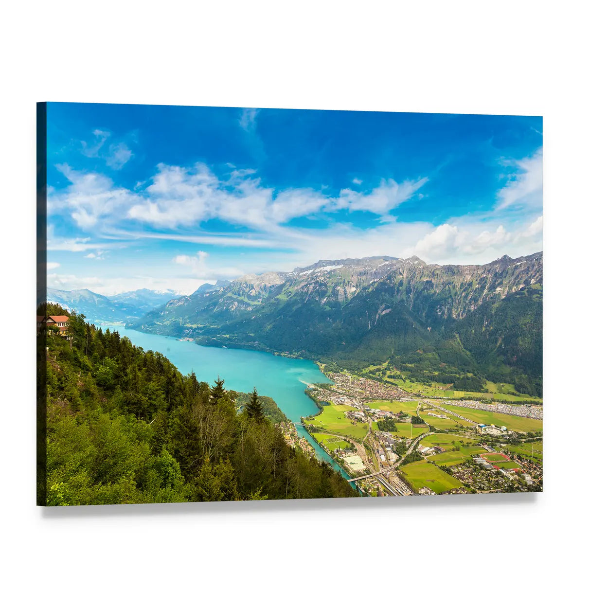 Summer View of Interlaken Canvas Wall Art, single panel gallery wrapped canvas, angled product view
