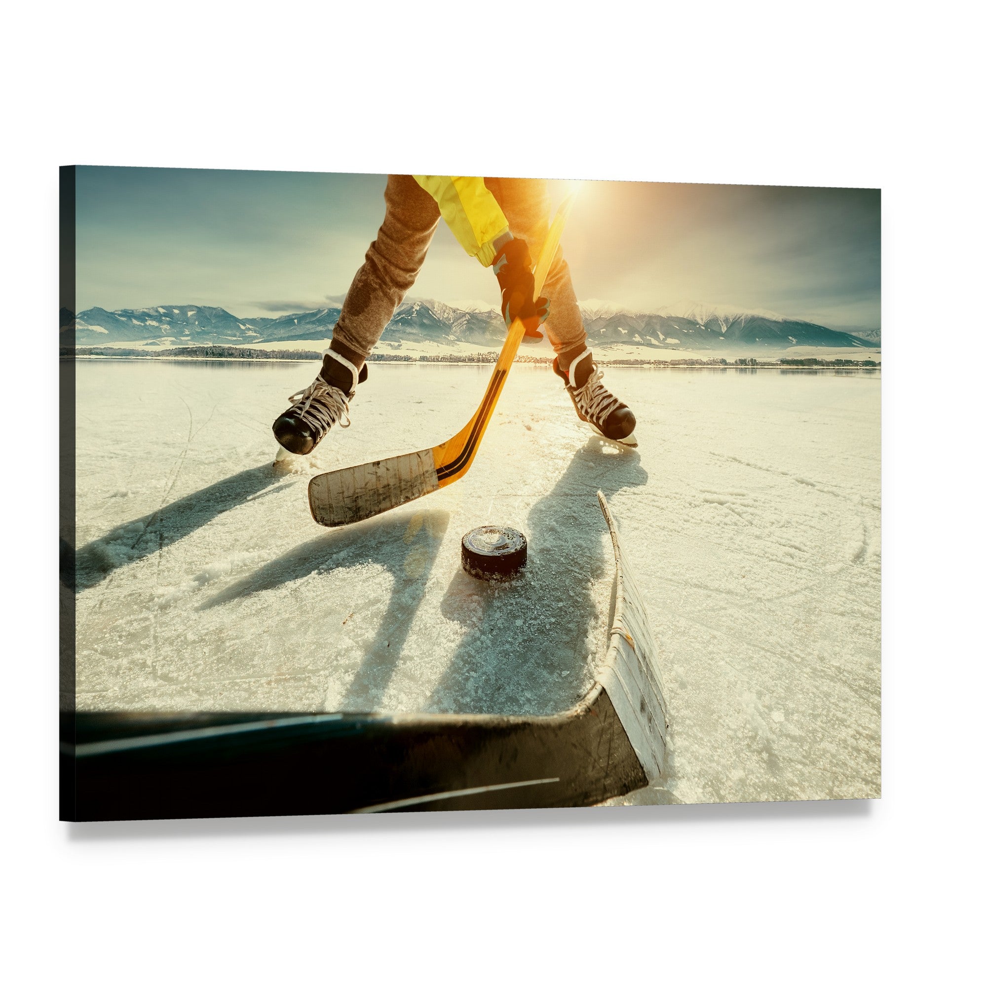 Ice Hockey Game Moment Canvas Wall Art, single panel gallery wrapped canvas, angled product view