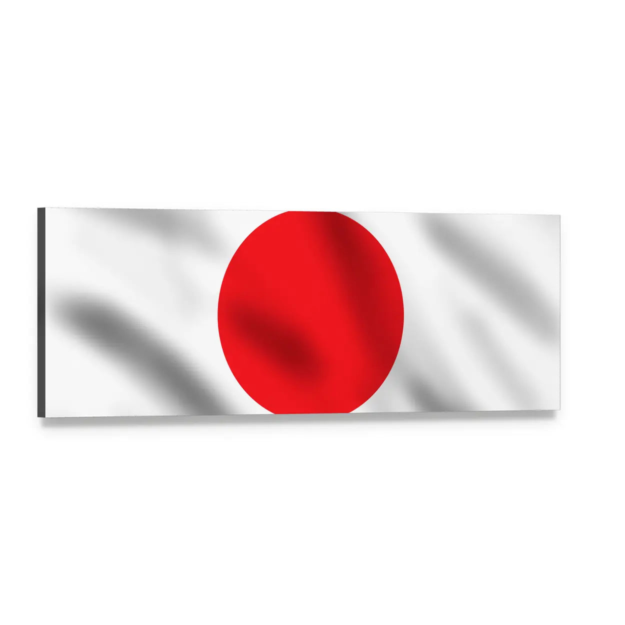 Waving Japanese Flag Panoramic Canvas Wall Art, single panel gallery wrapped canvas, angled product view