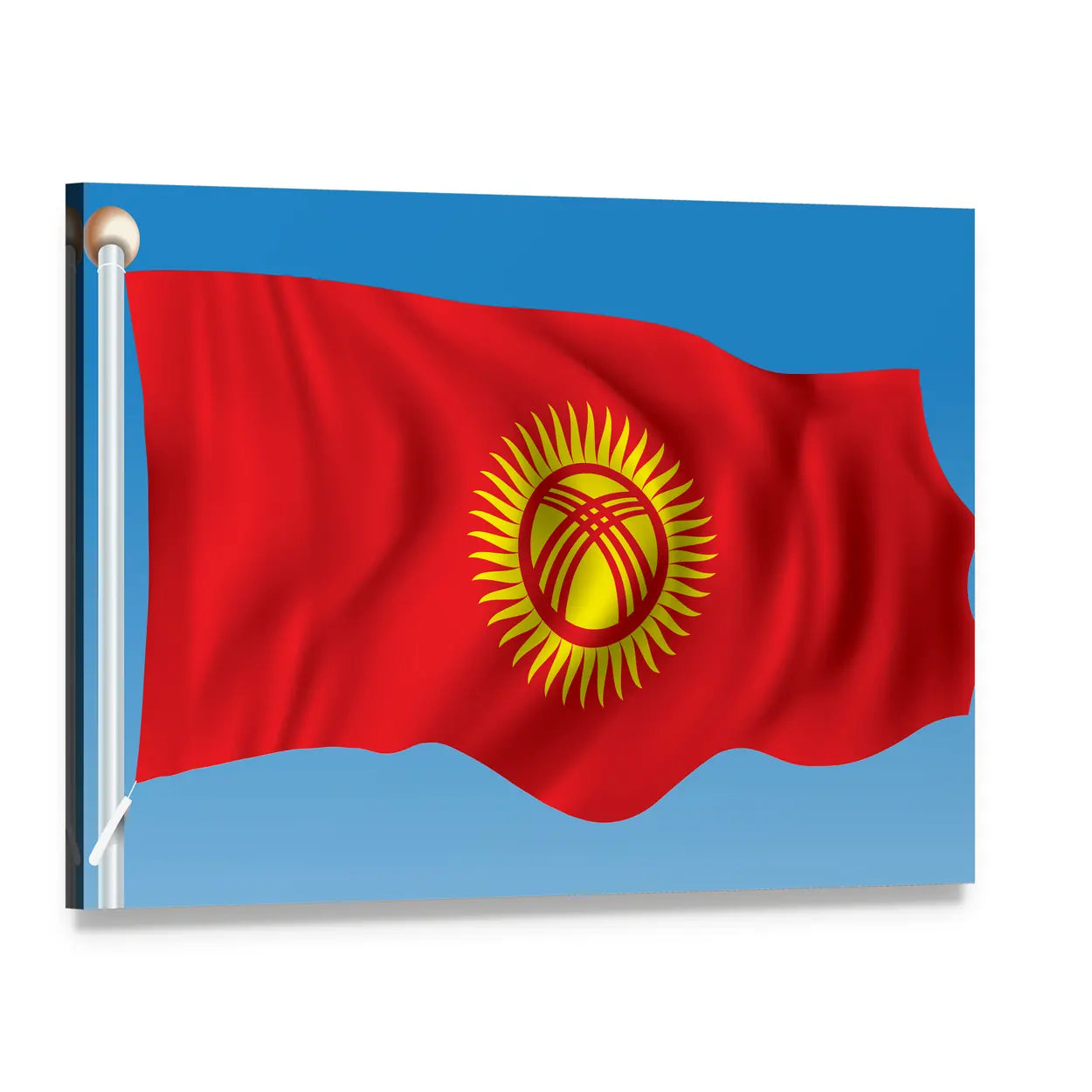 Waving Kyrgyzstan Flag Canvas Wall Art, single panel gallery wrapped canvas, angled product view