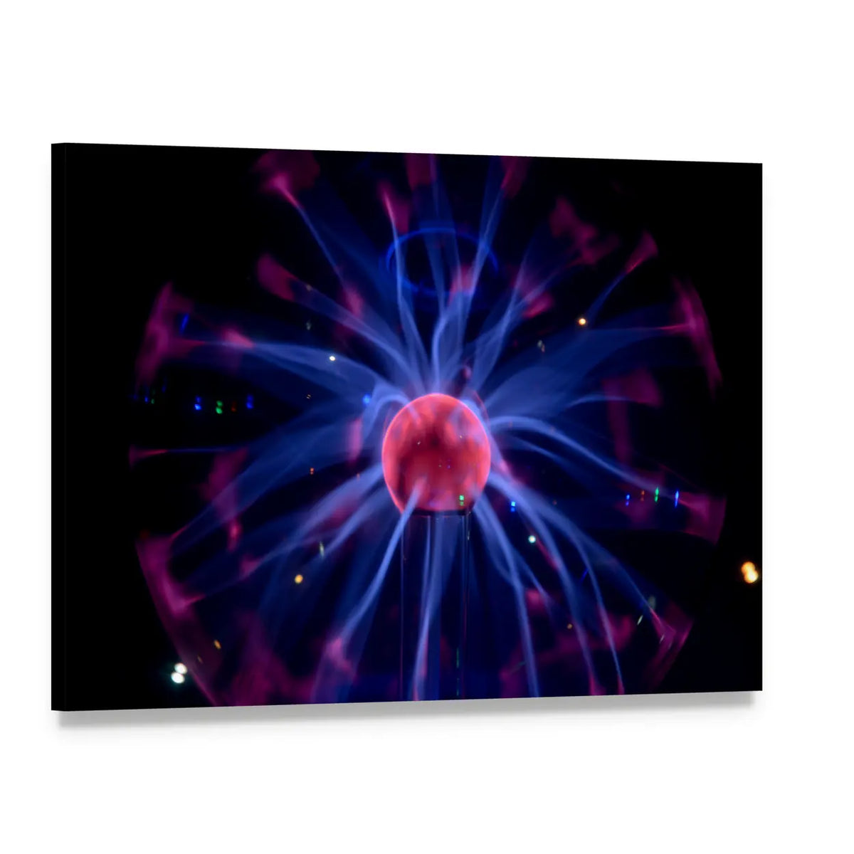 Tesla Plasma Reactor Orb Canvas Wall Art, single panel gallery wrapped canvas, angled product view