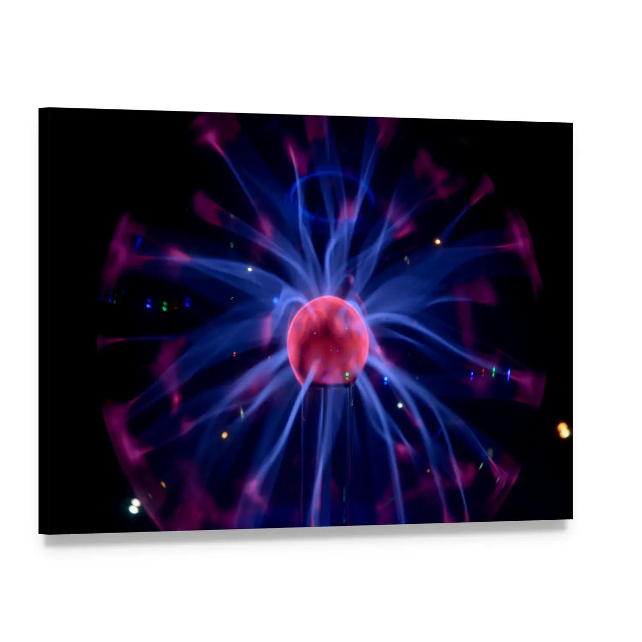 Tesla Plasma Reactor Orb Canvas Wall Art, single panel gallery wrapped canvas, angled product view