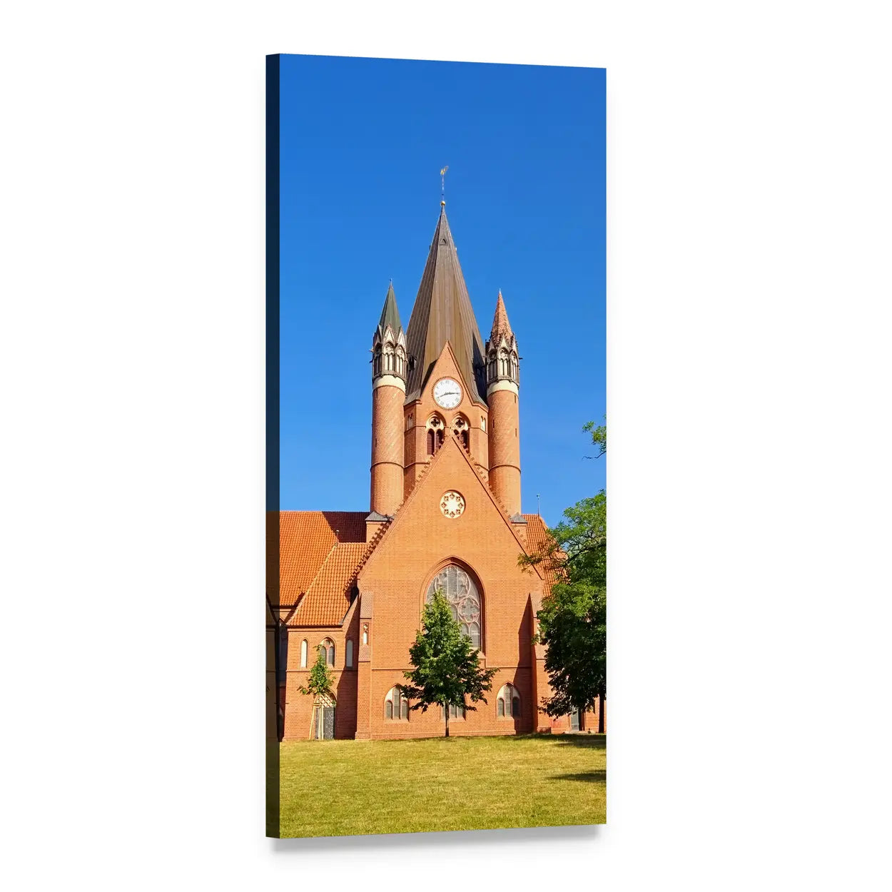 Paulus Church Steeple and Clock Tower, Germany Vertical Canvas Wall Art, 1 panel 1 Vertical layout gallery wrapped canvas set, angled product view