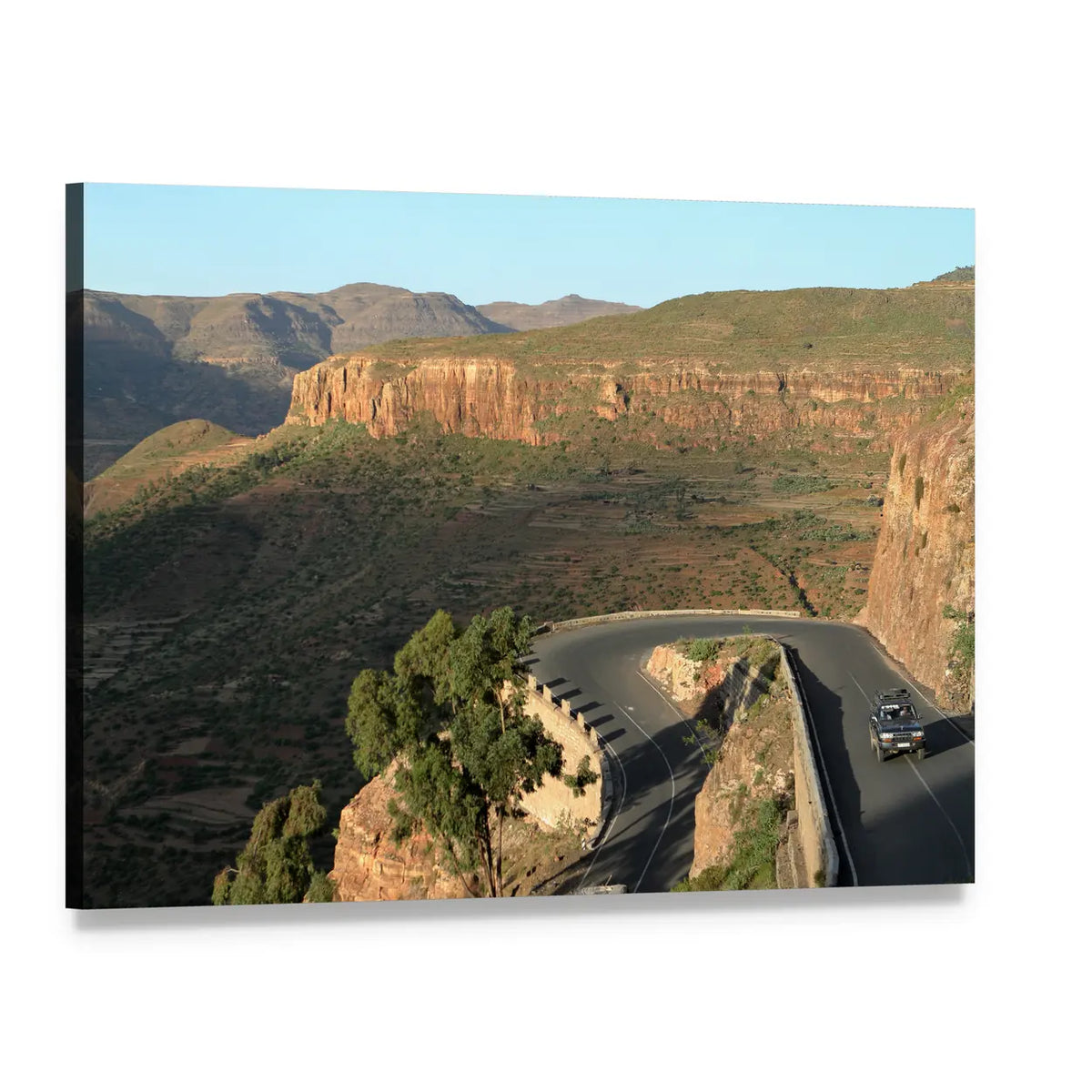 Winding Mountain Road Through Canyon Canvas Wall Art, single panel gallery wrapped canvas, angled product view