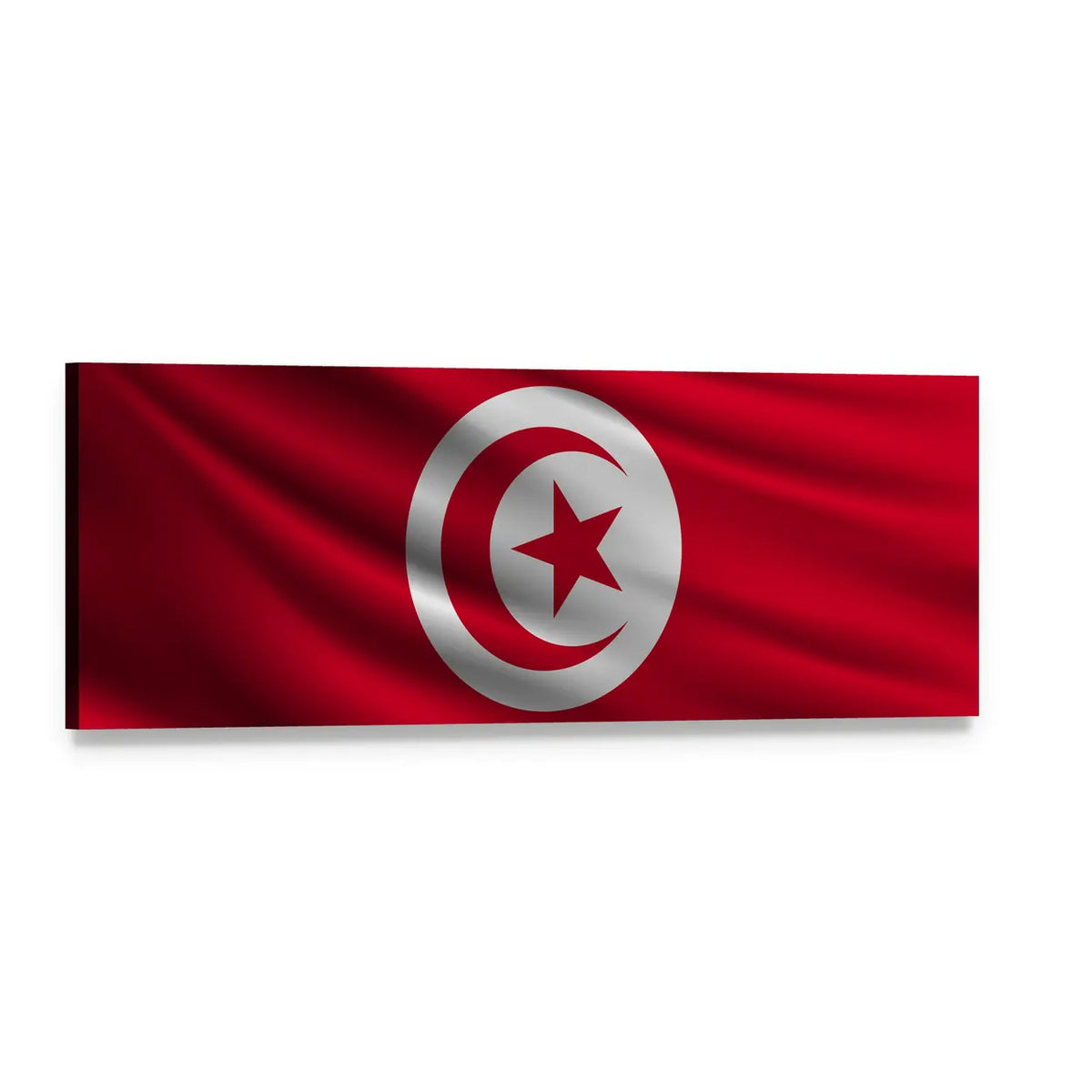 Tunisian Flag with Crescent and Star Panoramic Canvas Wall Art, single panel gallery wrapped canvas, angled product view