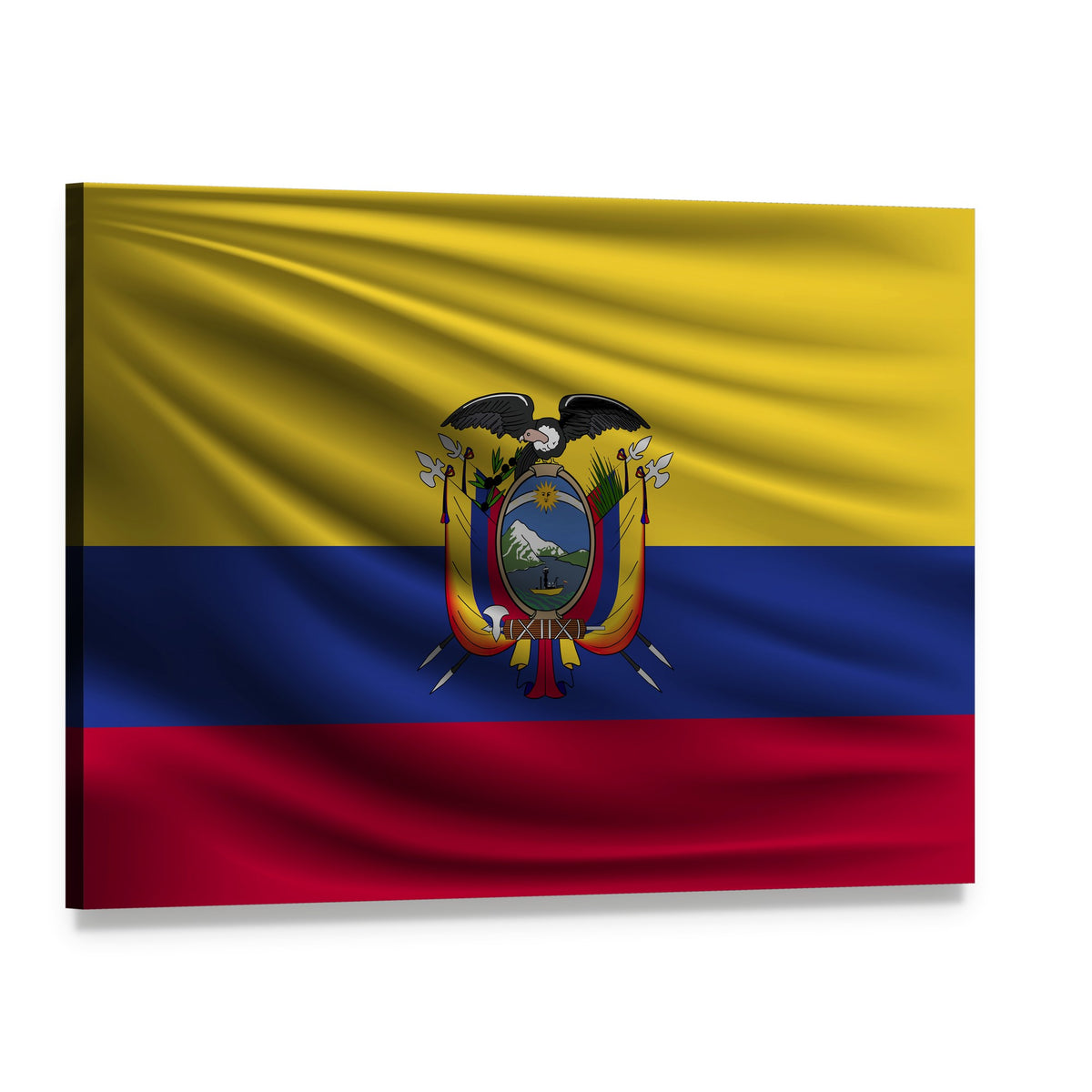 National Flag of Ecuador Canvas Wall Art, single panel gallery wrapped canvas, angled product view