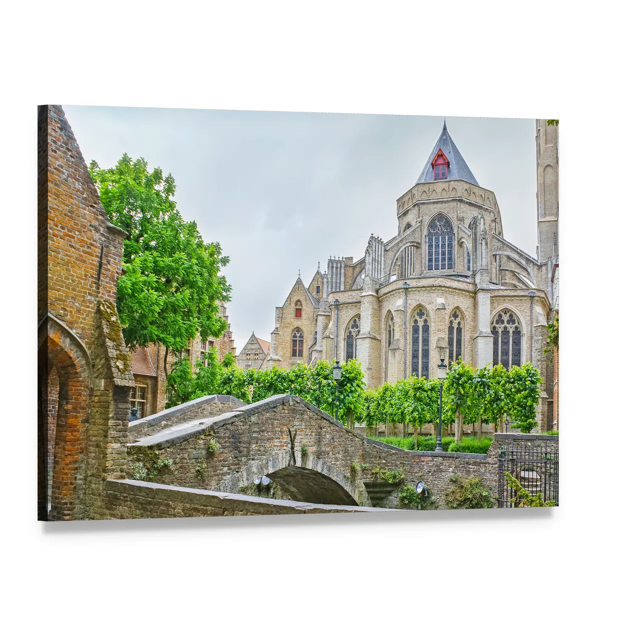 Tiny Bonifacius Bridge Over Canal Canvas Wall Art, single panel gallery wrapped canvas, angled product view