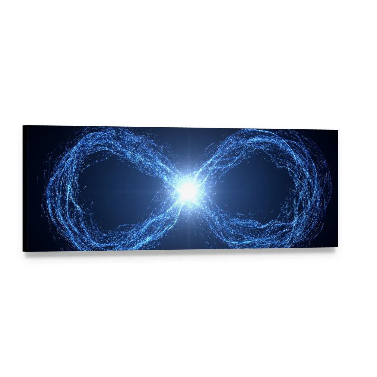 Infinity Loop of Blue Energy Panoramic Canvas Wall Art, single panel gallery wrapped canvas, angled product view