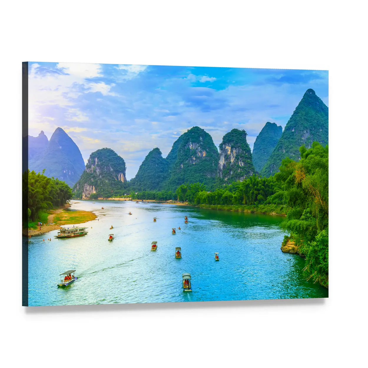 Guilin Lijiang River in Yangshuo Canvas Wall Art, single panel gallery wrapped canvas, angled product view