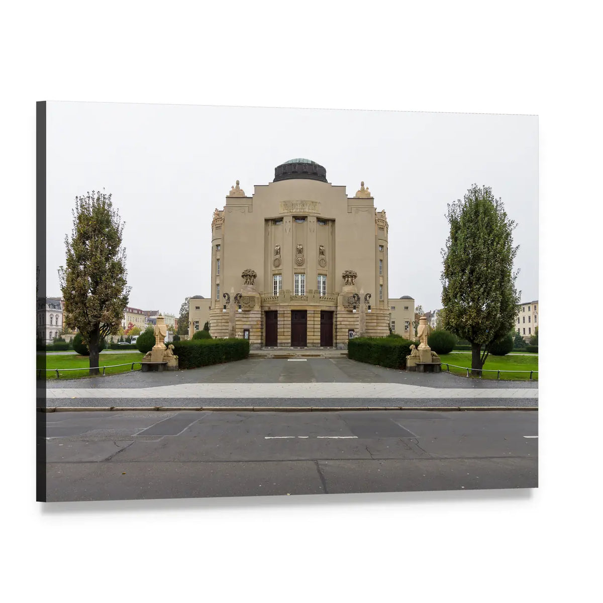 State Theater in Cottbus Canvas Wall Art, single panel gallery wrapped canvas, angled product view
