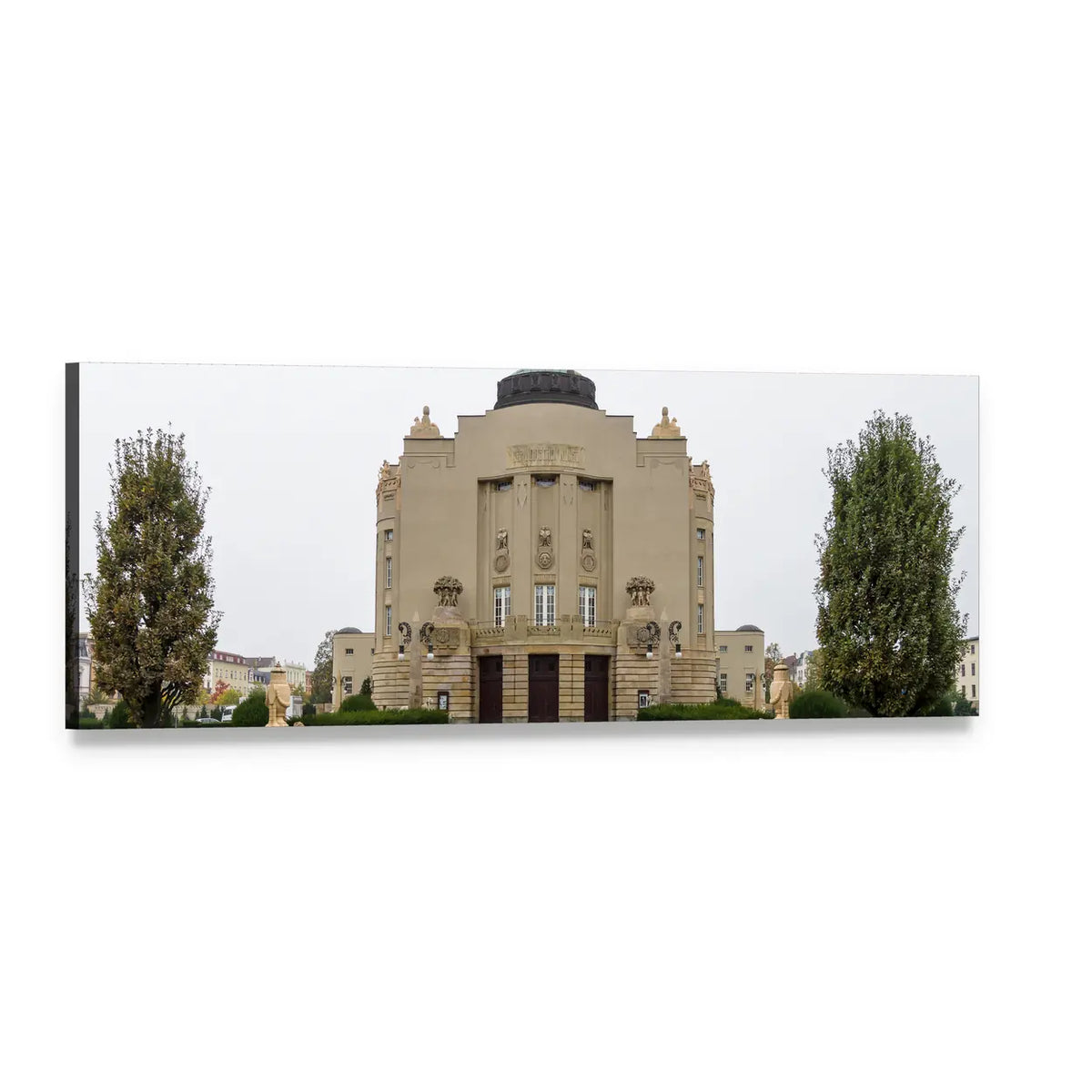 Ornate State Theater with Central Dome Panoramic Canvas Wall Art, single panel gallery wrapped canvas, angled product view