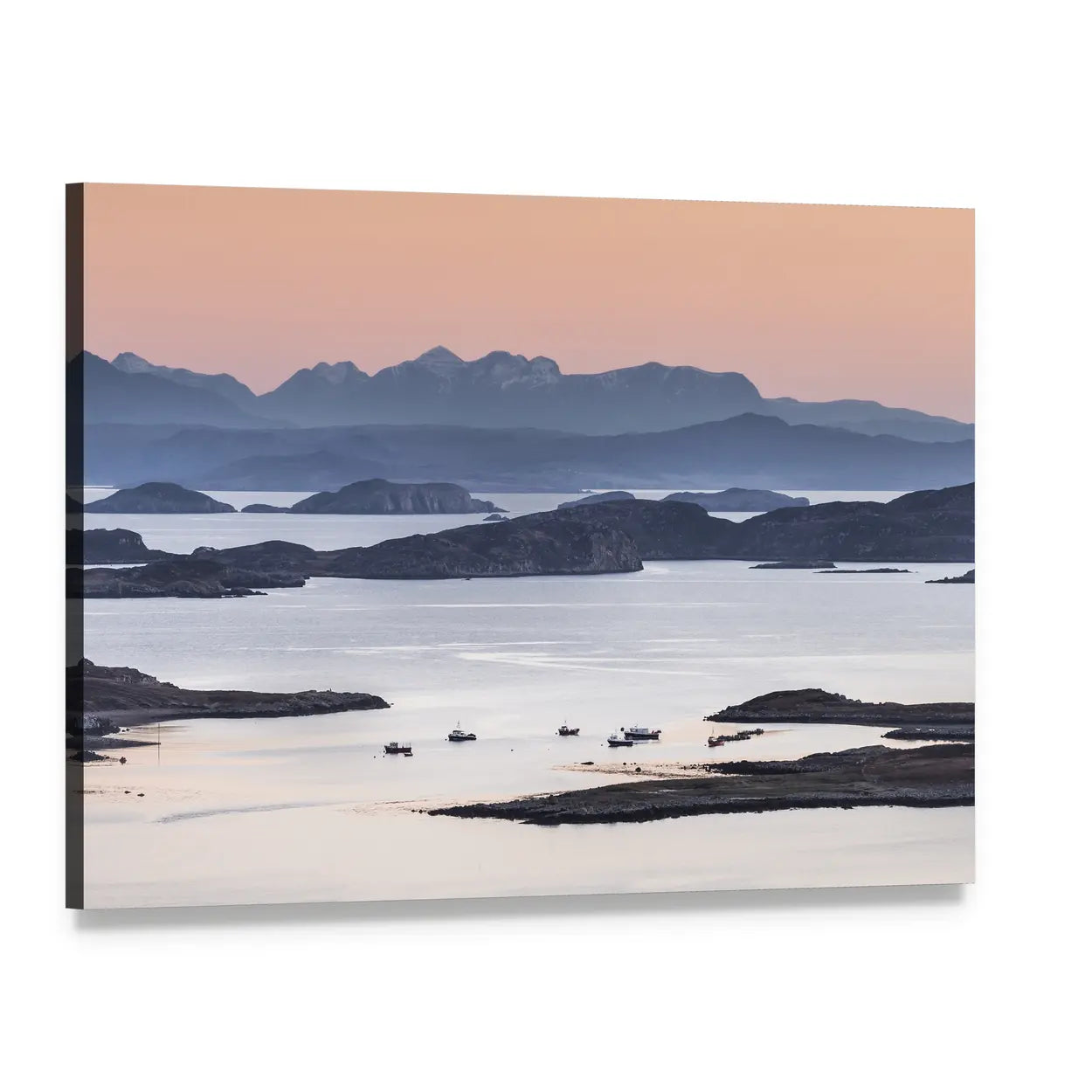 Summer Isles at Dusk Canvas Wall Art, single panel gallery wrapped canvas, angled product view