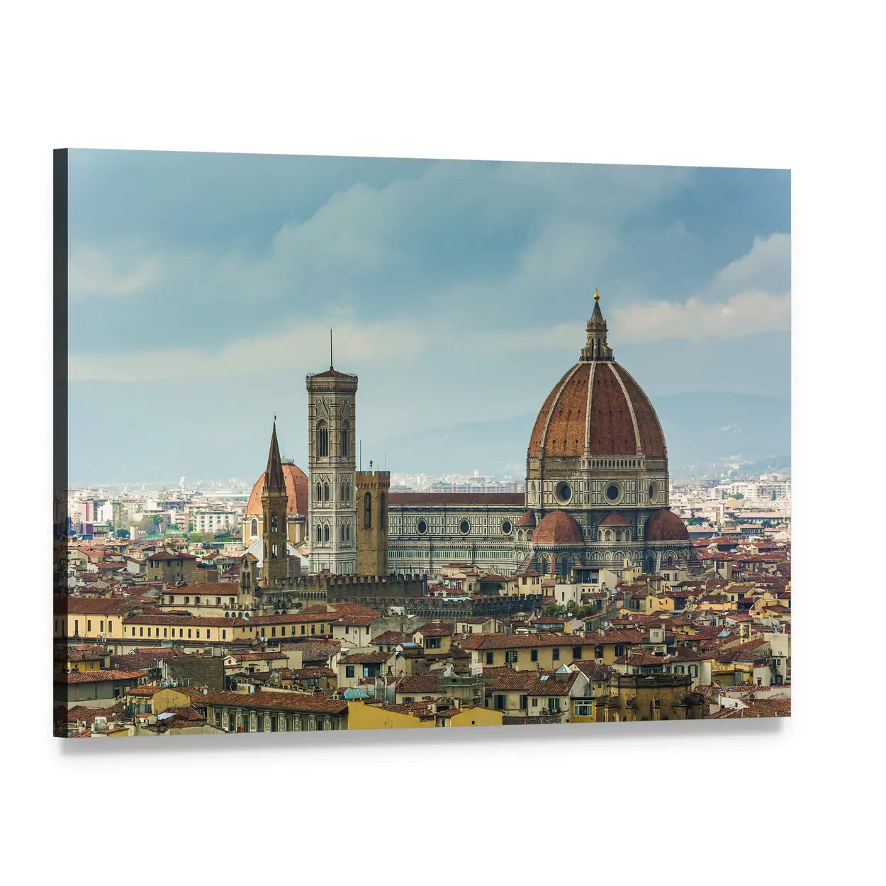 Florence Duomo and Campanile Canvas Wall Art, single panel gallery wrapped canvas, angled product view