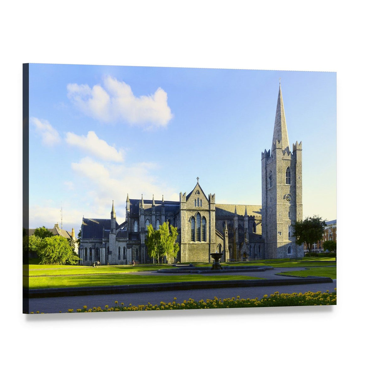 St Patrick's Cathedral, Dublin Canvas Wall Art, single panel gallery wrapped canvas, angled product view
