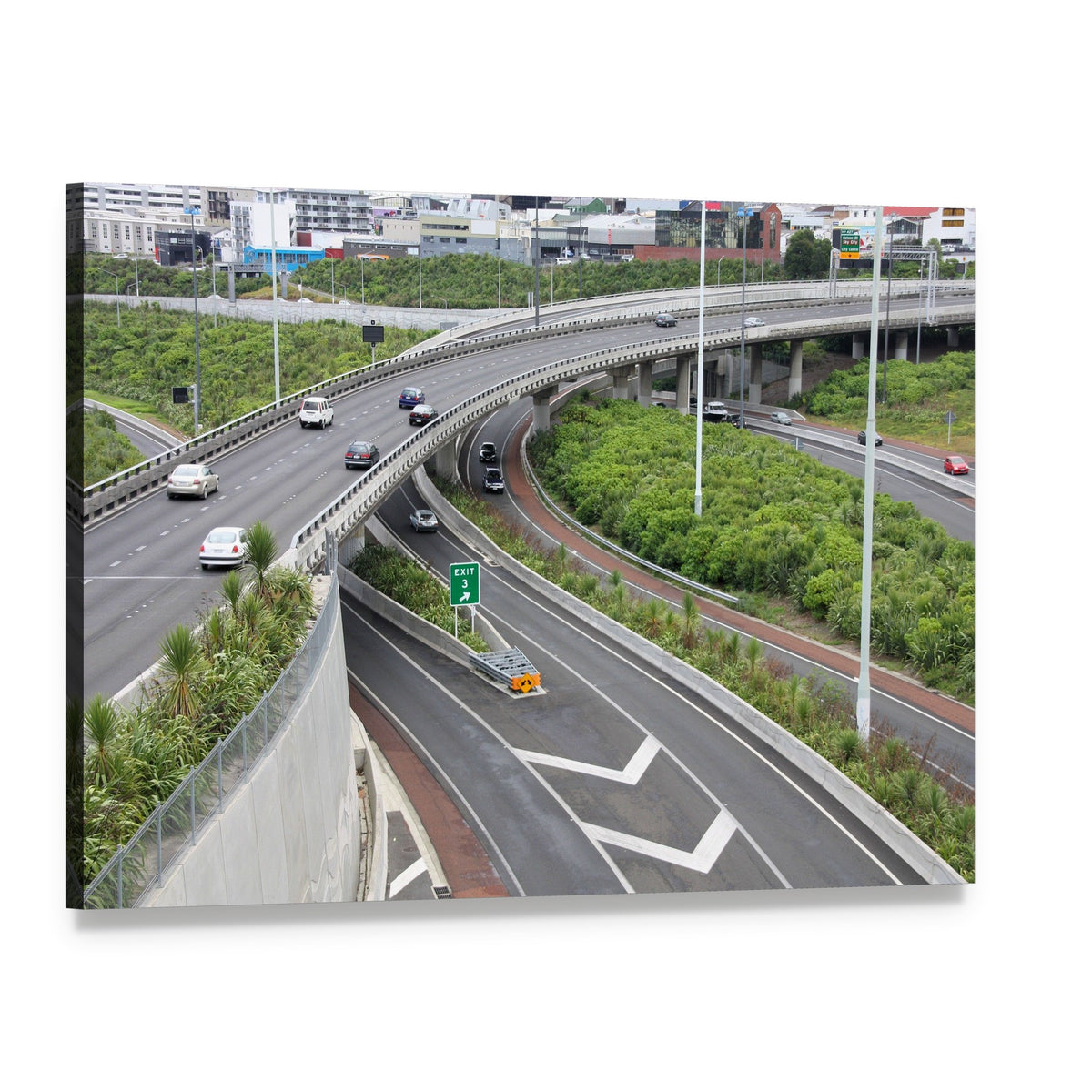 Highways in Busy Auckland Canvas Wall Art, single panel gallery wrapped canvas, angled product view