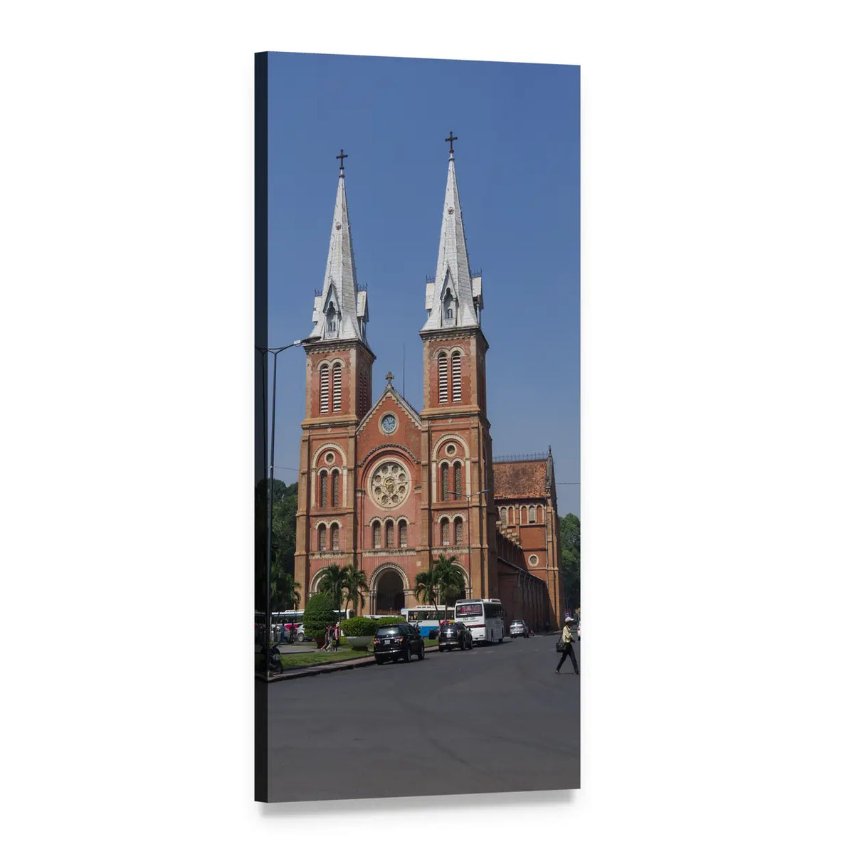 Saigon Notre-dame Cathedral Vertical Canvas Wall Art, 1 panel 1 Vertical layout gallery wrapped canvas set, angled product view
