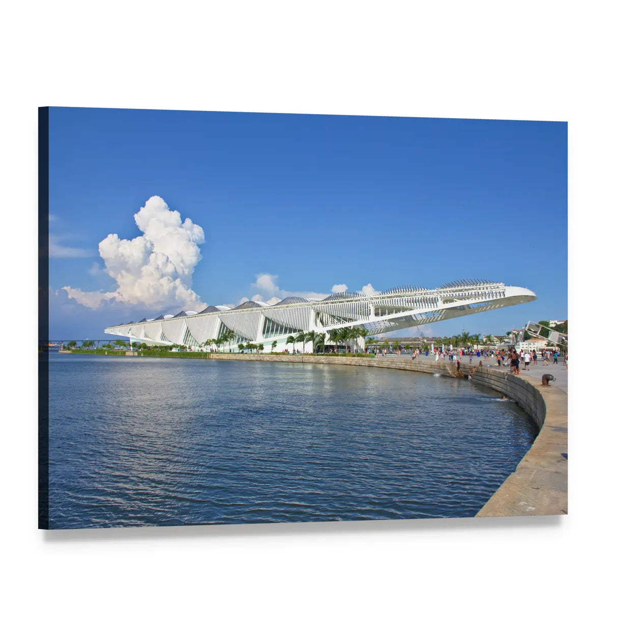 Side View of Museu Do Amanha Museum Canvas Wall Art, single panel gallery wrapped canvas, angled product view