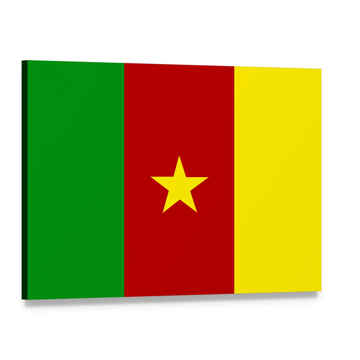 Cameroon Flag with Central Yellow Star Canvas Wall Art, single panel gallery wrapped canvas, angled product view