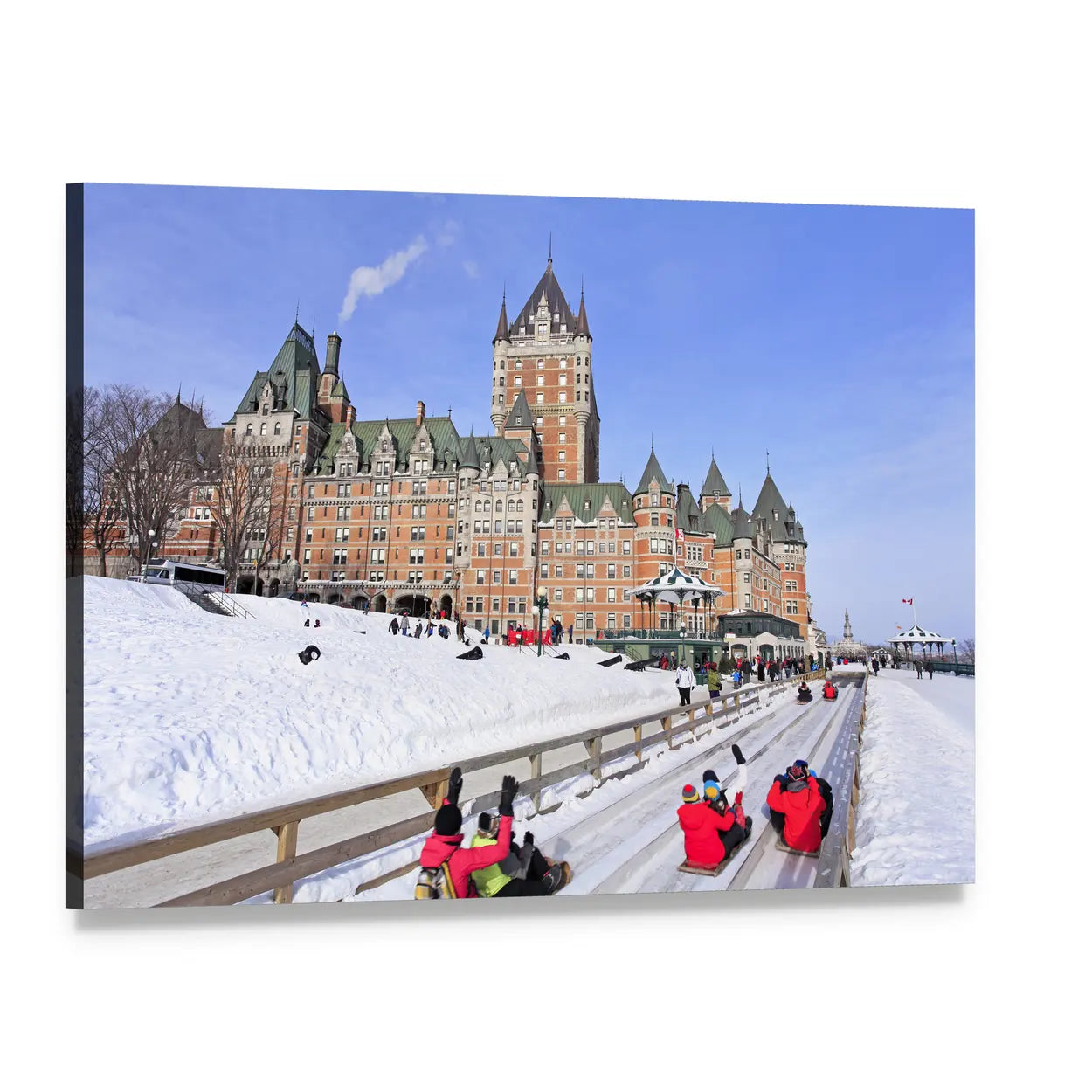 Winter View of Quebec City Canvas Wall Art, single panel gallery wrapped canvas, angled product view