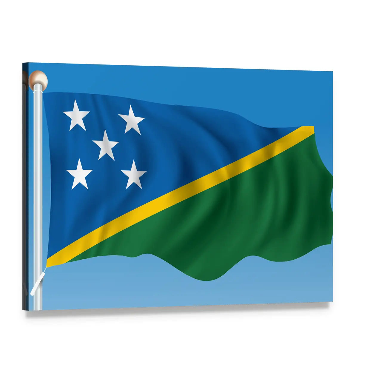 Solomon Islands Flag Canvas Wall Art, single panel gallery wrapped canvas, angled product view