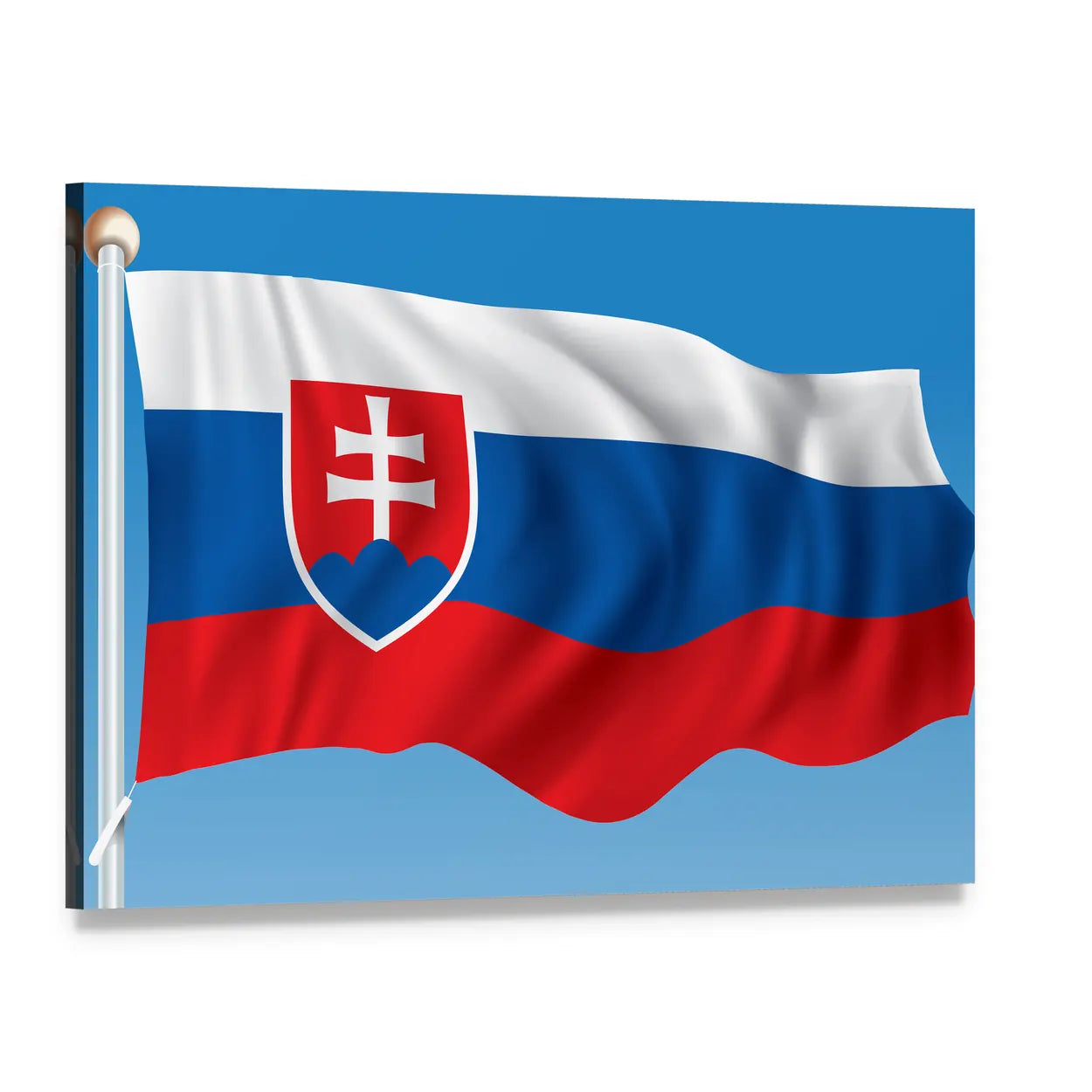 Slovak Flag with Coat of Arms Canvas Wall Art, single panel gallery wrapped canvas, angled product view