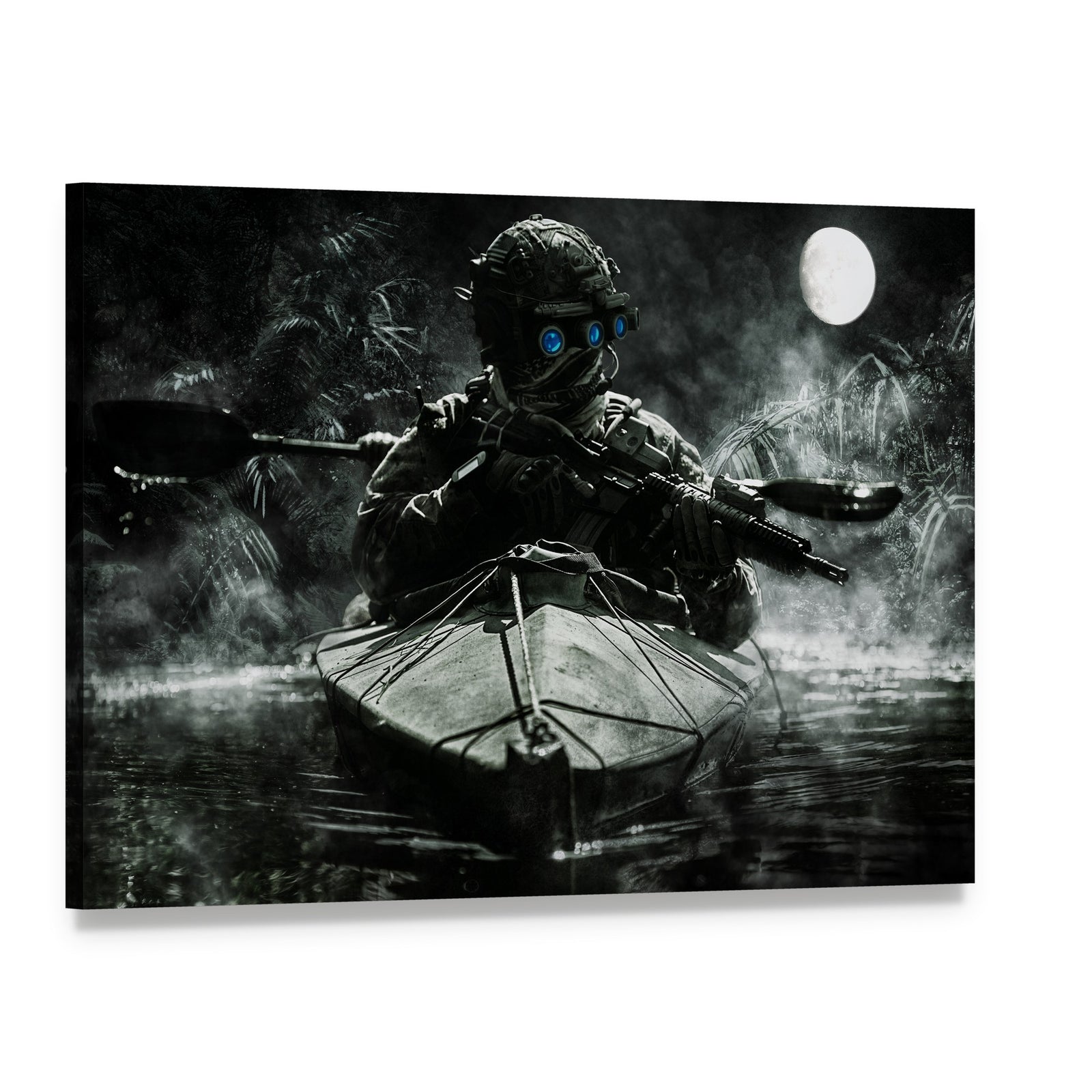 Two Special Forces with Night Vision Canvas Wall Art, single panel gallery wrapped canvas, angled product view