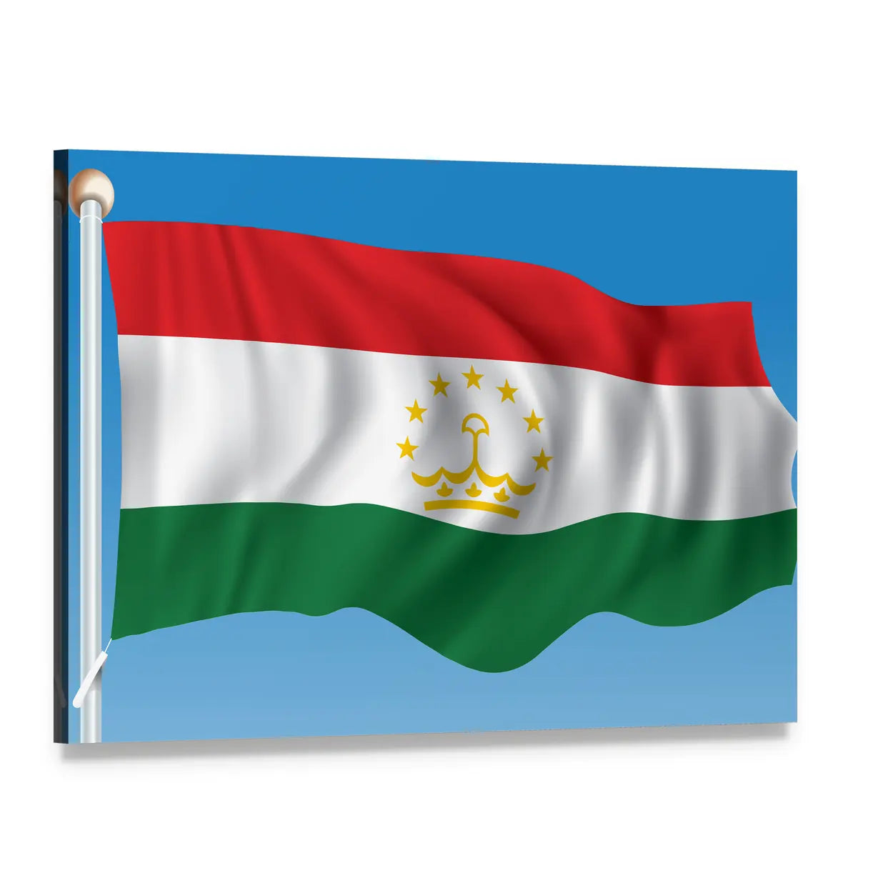 Flag of Tajikistan Canvas Wall Art, single panel gallery wrapped canvas, angled product view