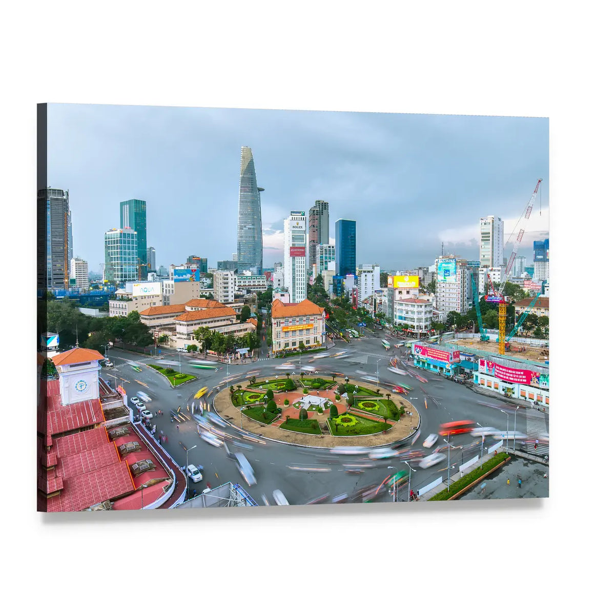 Ho Chi Minh City Aerial Street Scene Canvas Wall Art, single panel gallery wrapped canvas, angled product view