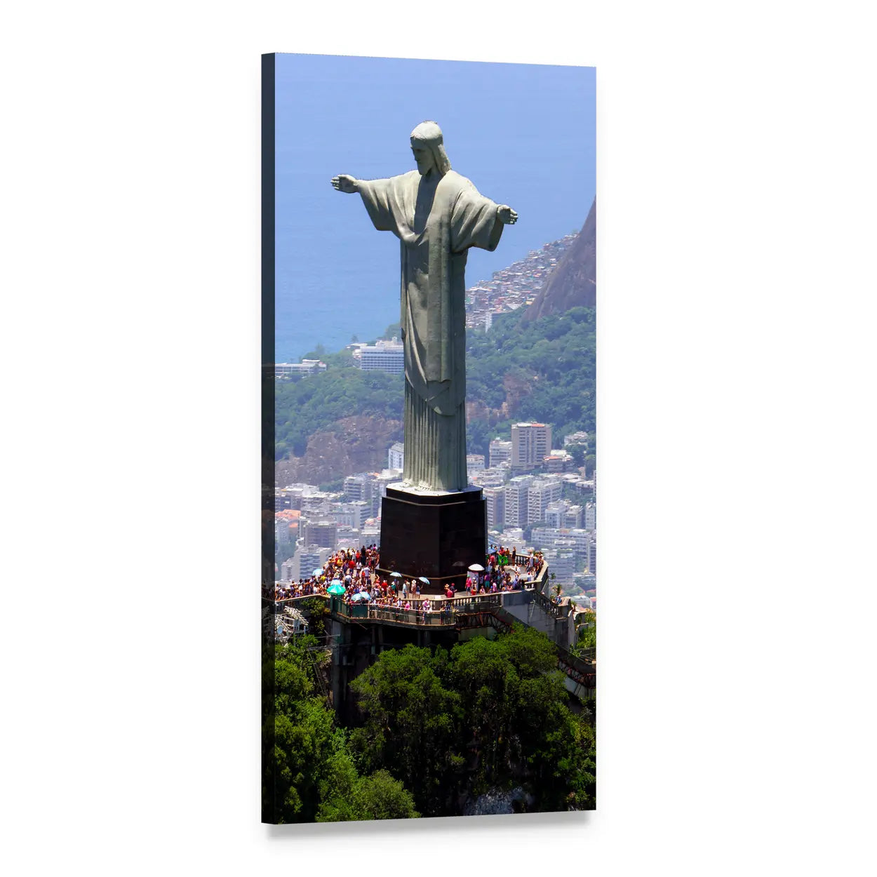 Christ the Redeemer Over Rio De Janeiro Vertical Canvas Wall Art, 1 panel 1 Vertical layout gallery wrapped canvas set, angled product view