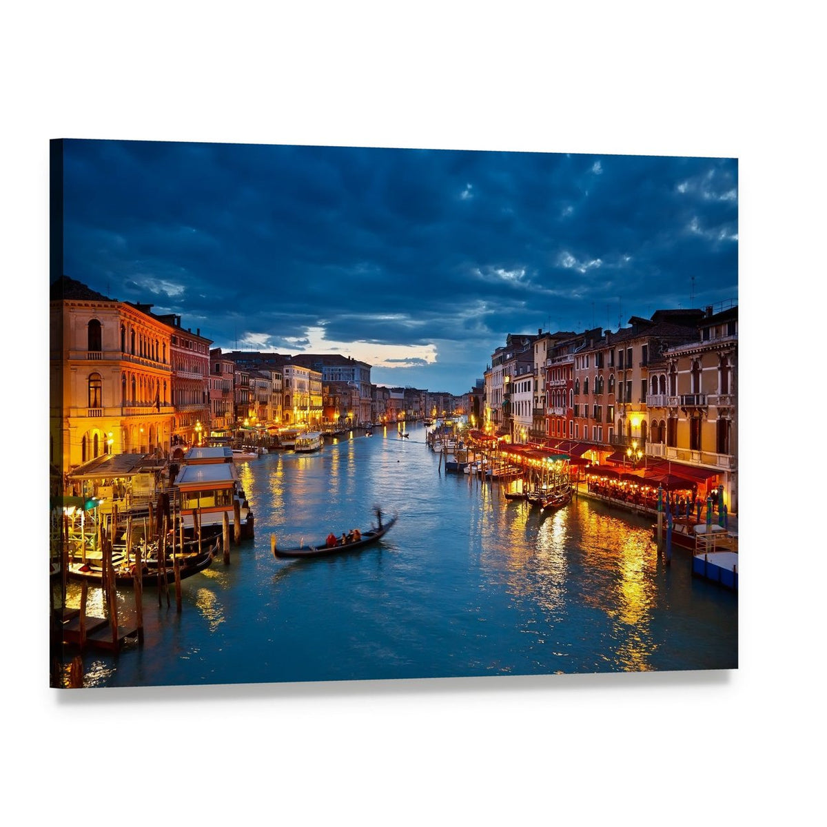 Venice Canal at Twilight Canvas Wall Art, single panel gallery wrapped canvas, angled product view