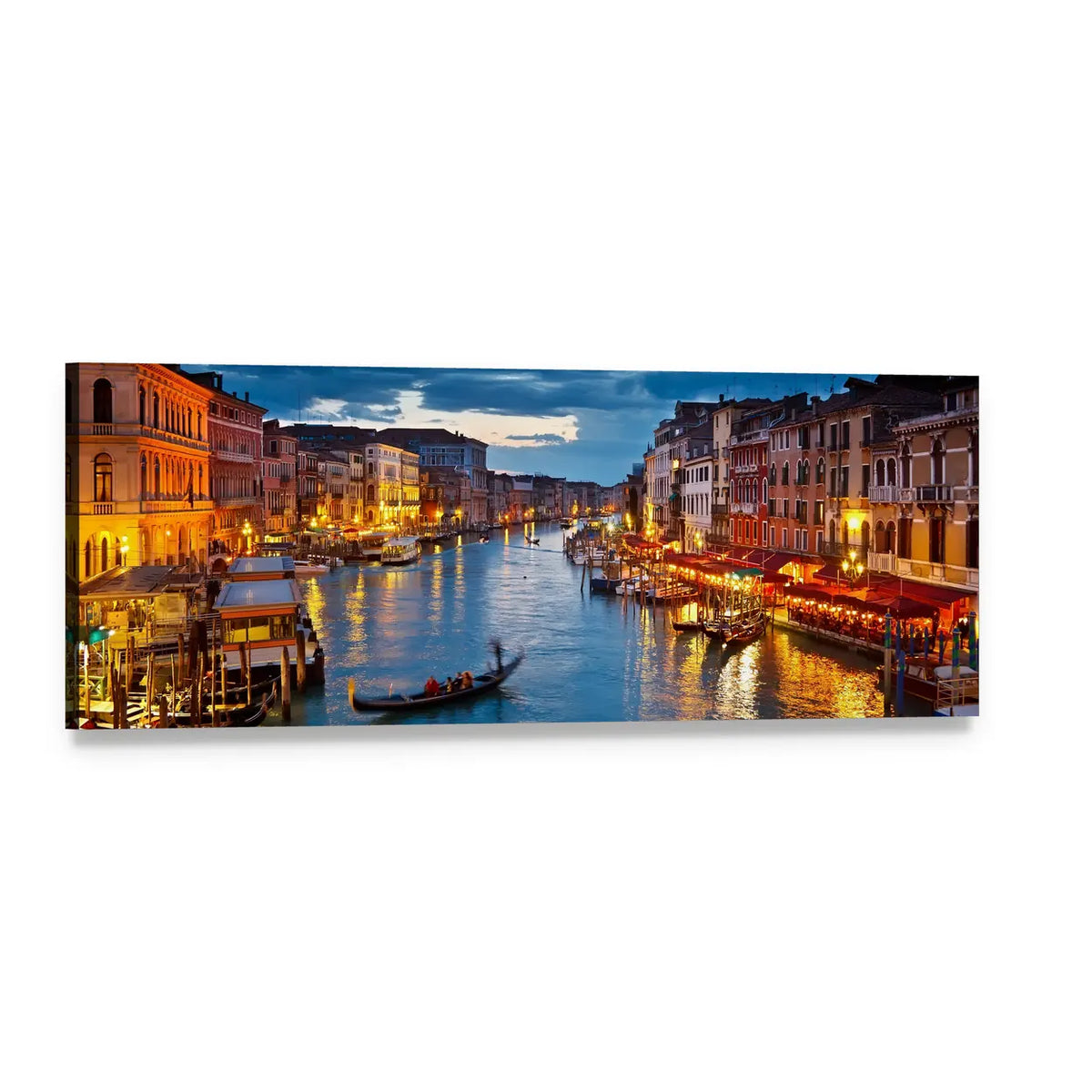 Venice Grand Canal at Dusk Panoramic Canvas Wall Art, single panel gallery wrapped canvas, angled product view