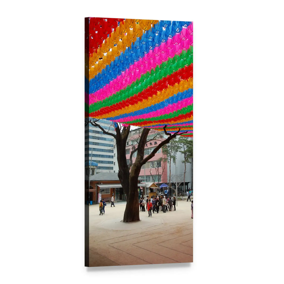 Spring Lantern Festival in Seoul Vertical Canvas Wall Art, 1 panel 1 Vertical layout gallery wrapped canvas set, angled product view