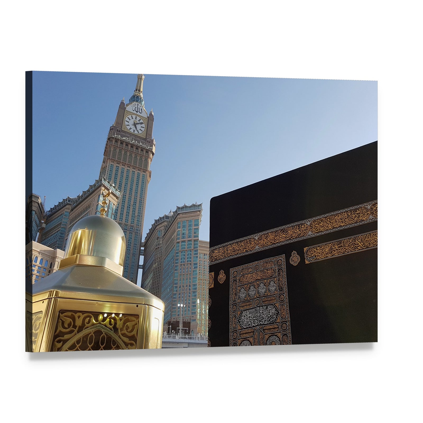 Clock Tower in Mecca Canvas Wall Art, single panel gallery wrapped canvas, angled product view