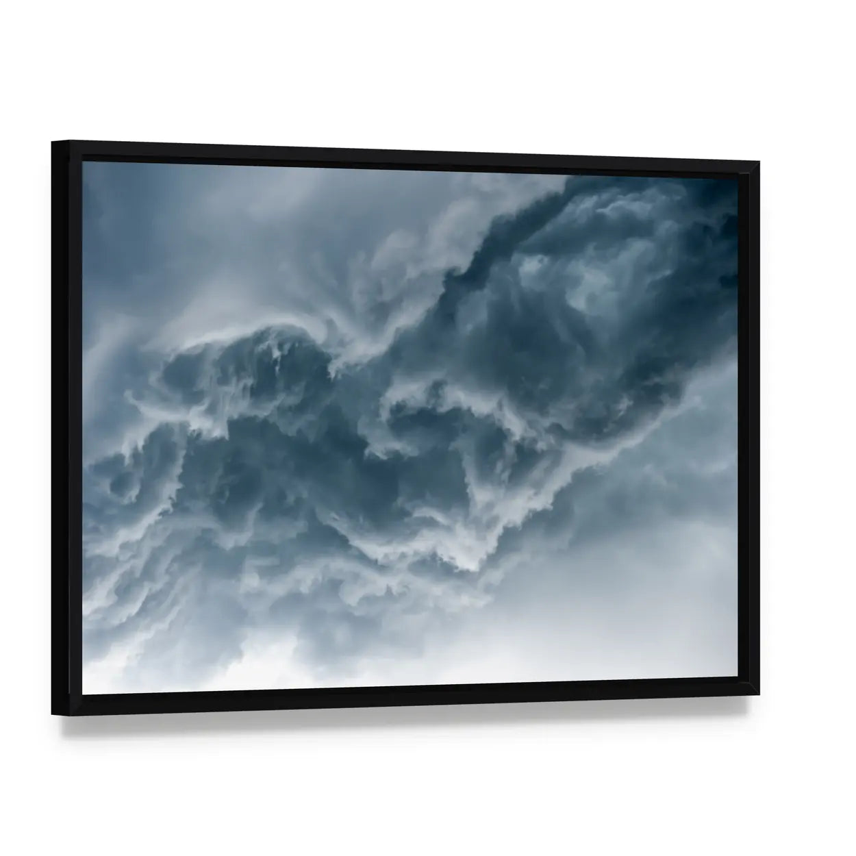 Dramatic Sky With Stormy Clouds Canvas Wall Art, framed canvas in a black floater frame, angled product view
