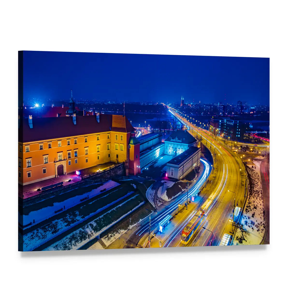 Royal Castle and Old Town at Night Canvas Wall Art, single panel gallery wrapped canvas, angled product view