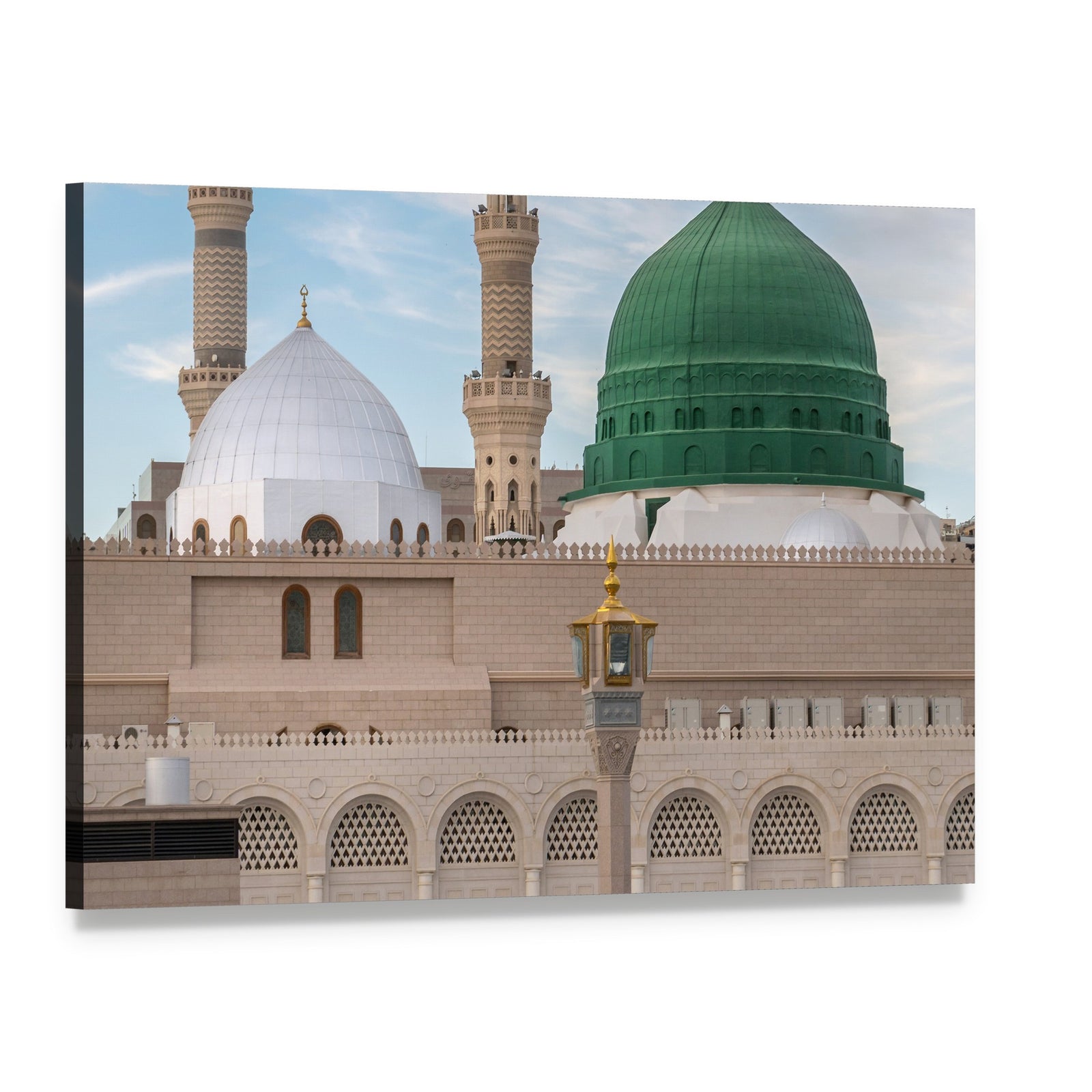 Prophet's Tomb Under the Green Dome Canvas Wall Art, single panel gallery wrapped canvas, angled product view