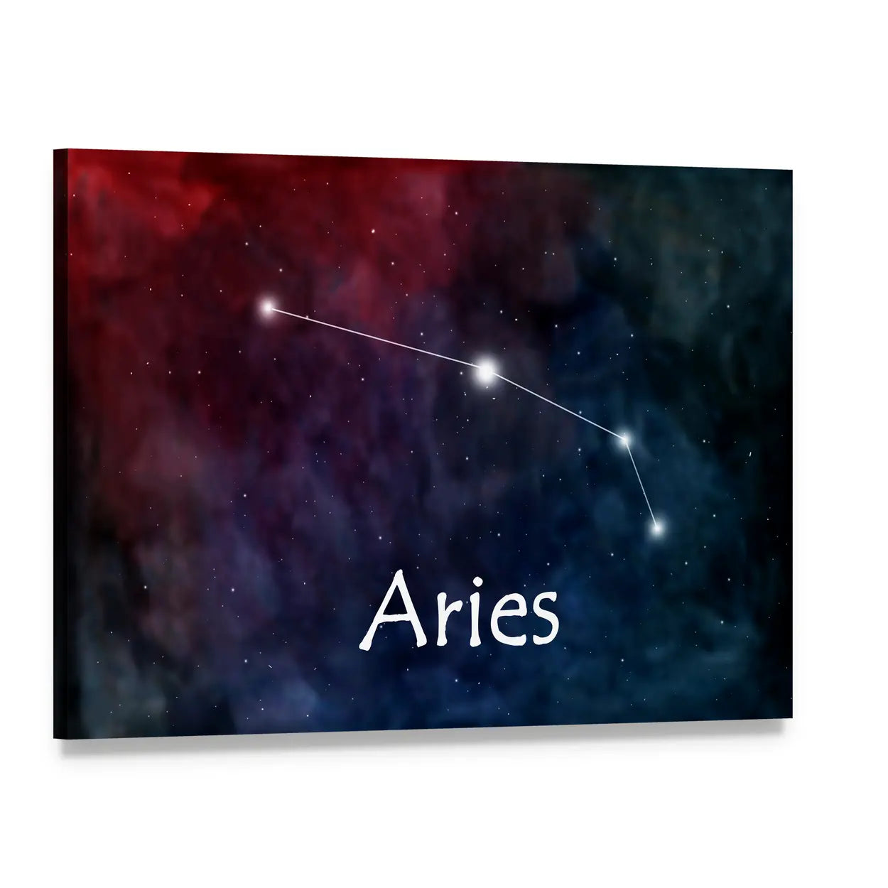 Aries Constellation Canvas Wall Art, single panel gallery wrapped canvas, angled product view