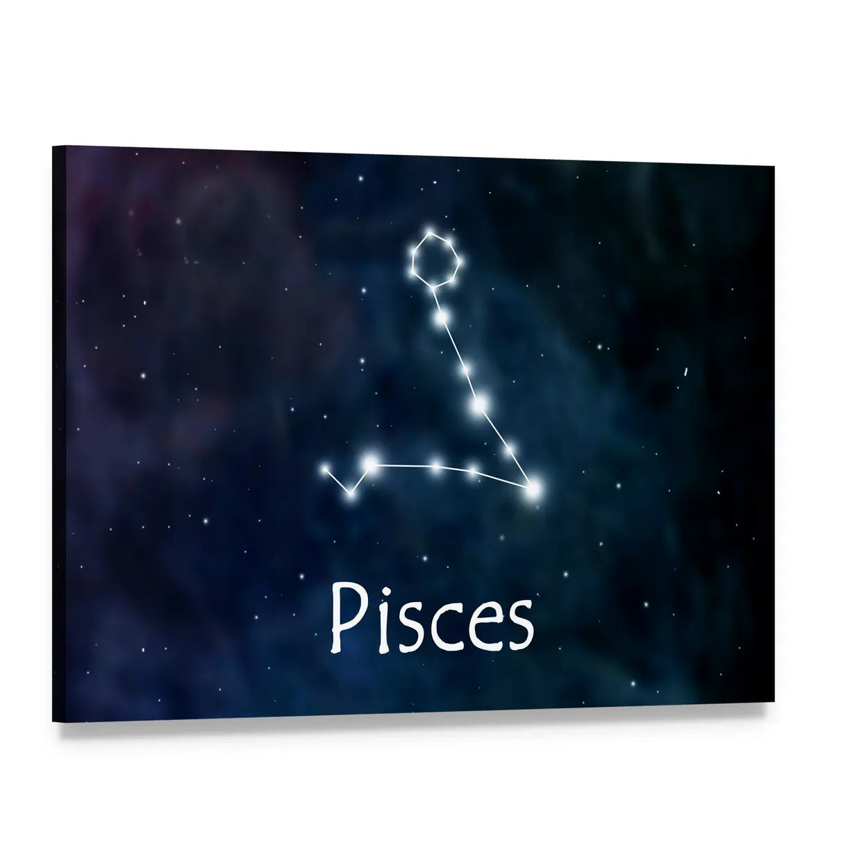 Pisces Zodiac Constellation Canvas Wall Art, single panel gallery wrapped canvas, angled product view