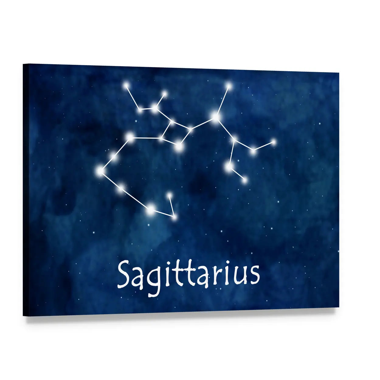 Sagittarius Constellation Canvas Wall Art, single panel gallery wrapped canvas, angled product view